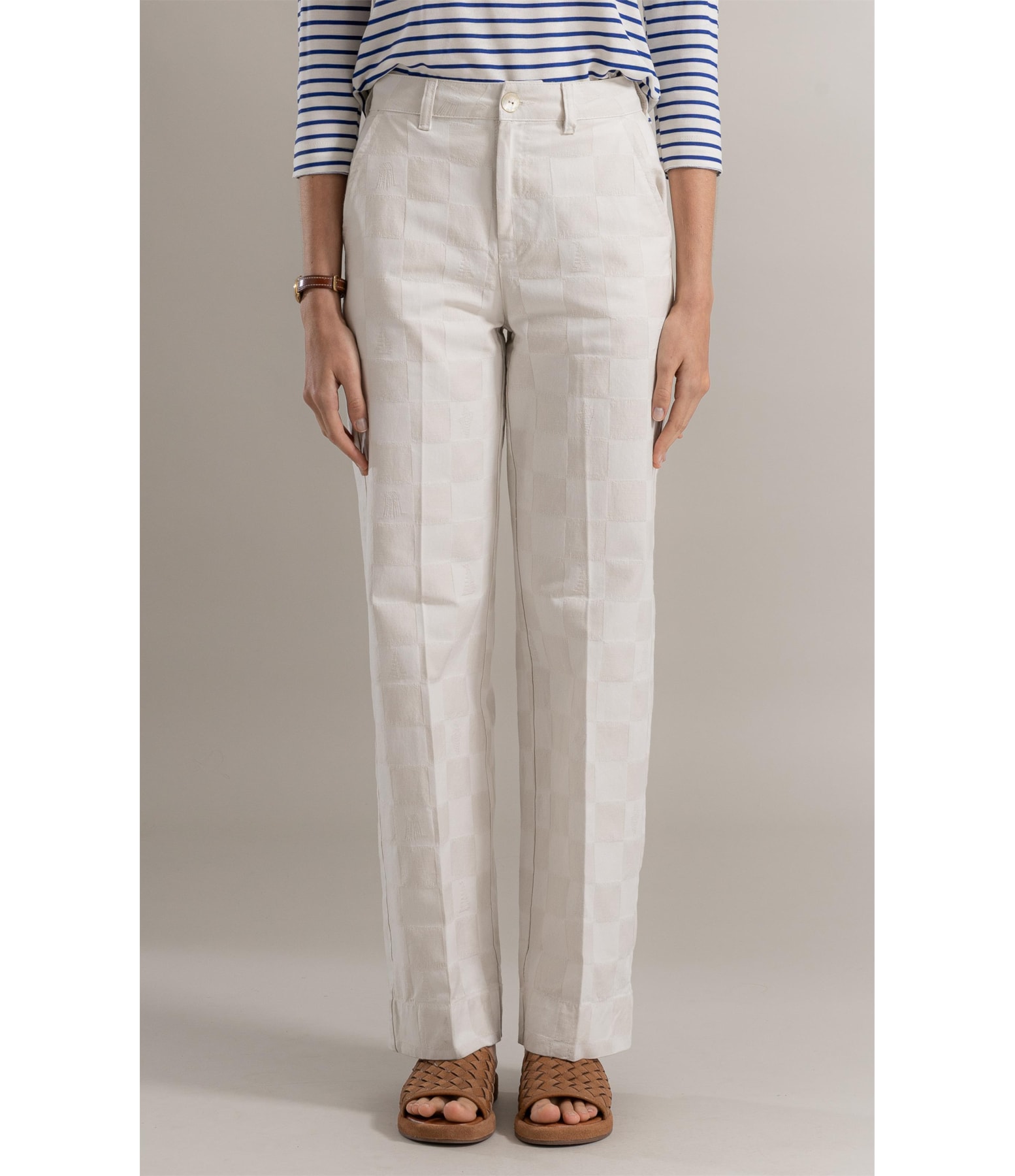 Calça Chino Checkers Jacquard Off White