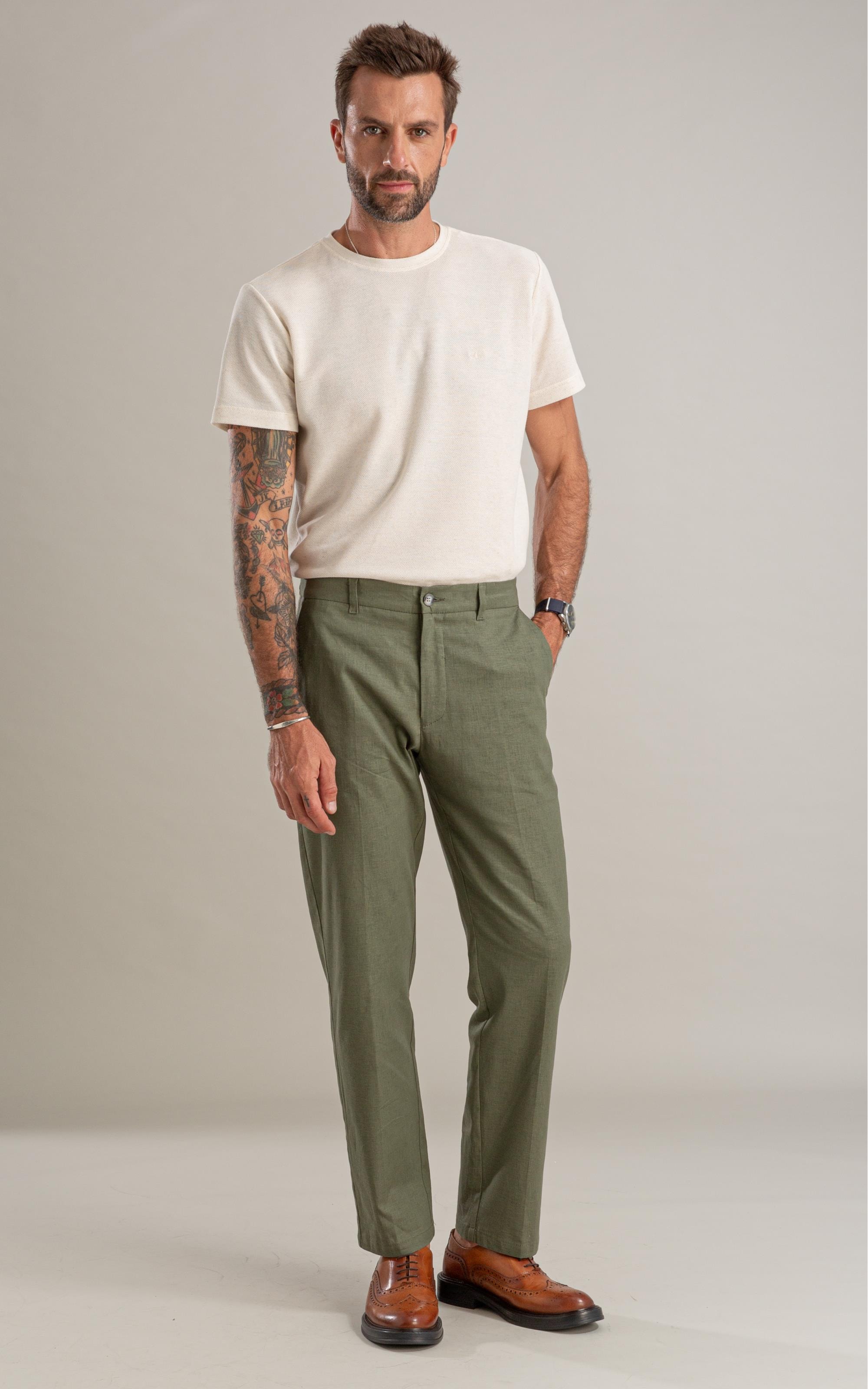 Calca Chino Classic Elegance Span Verde Militar