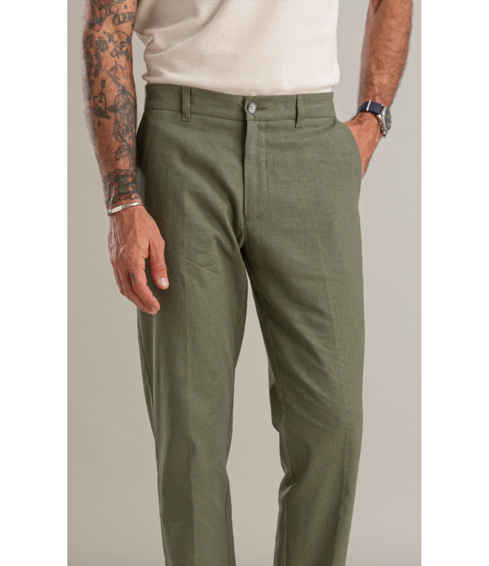Calca Chino Classic Elegance Span Verde Militar