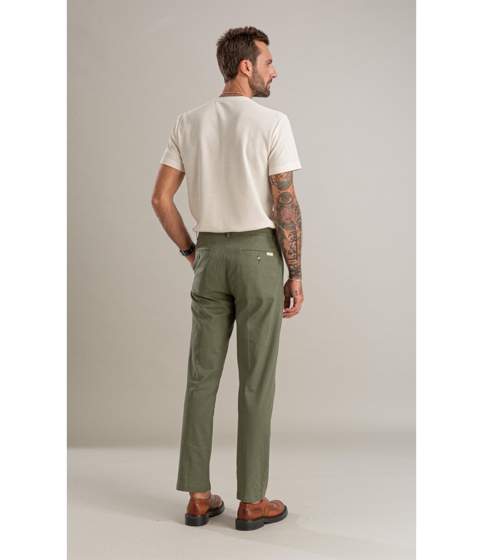 Calca Chino Classic Elegance Span Verde Militar