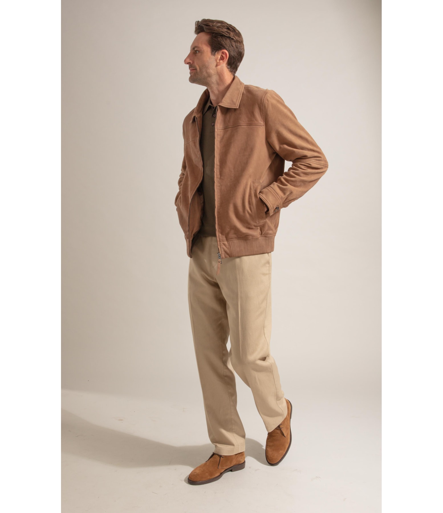 Calca Chino Classic Linho Blend Caqui