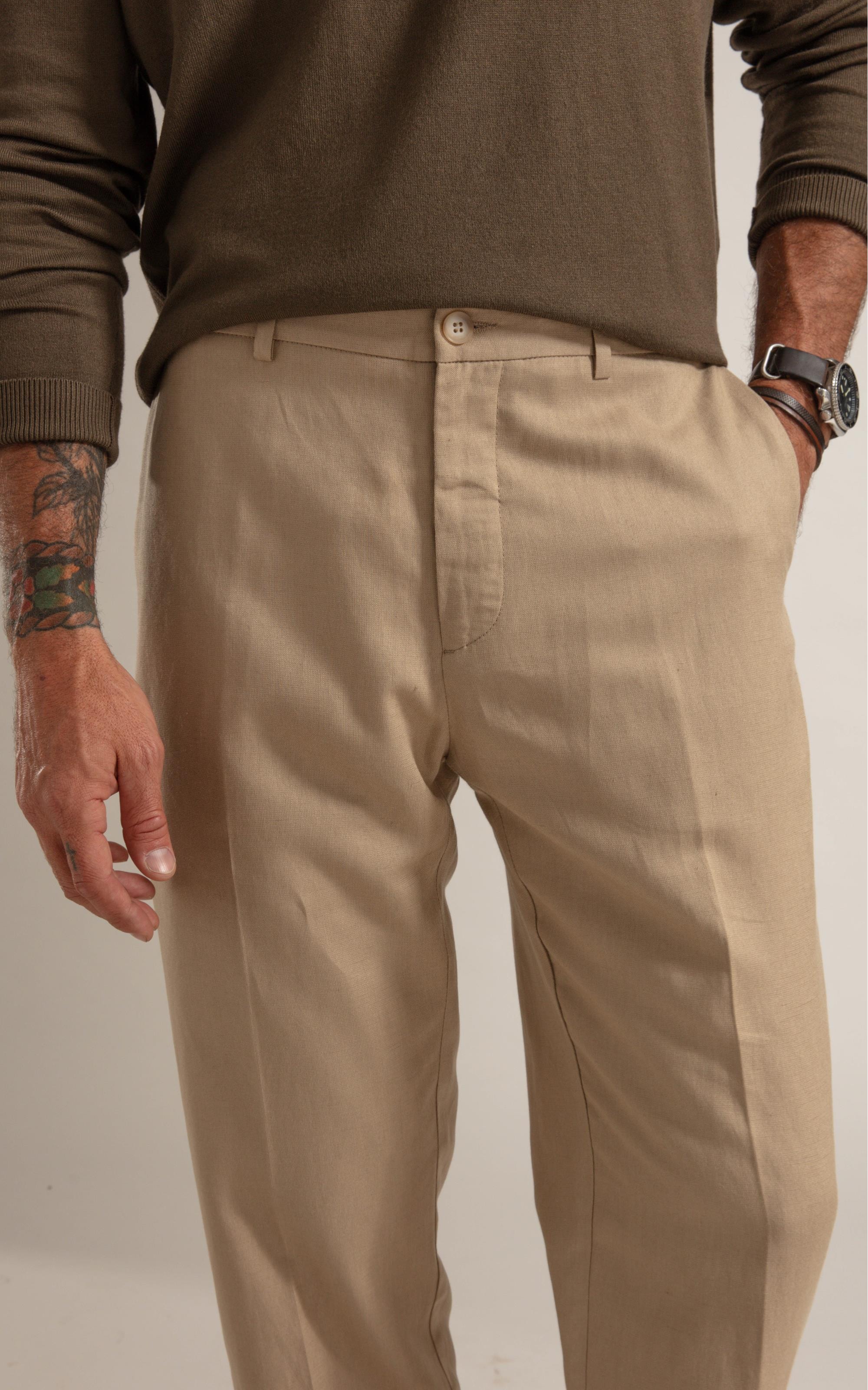 Calca Chino Classic Linho Blend Caqui