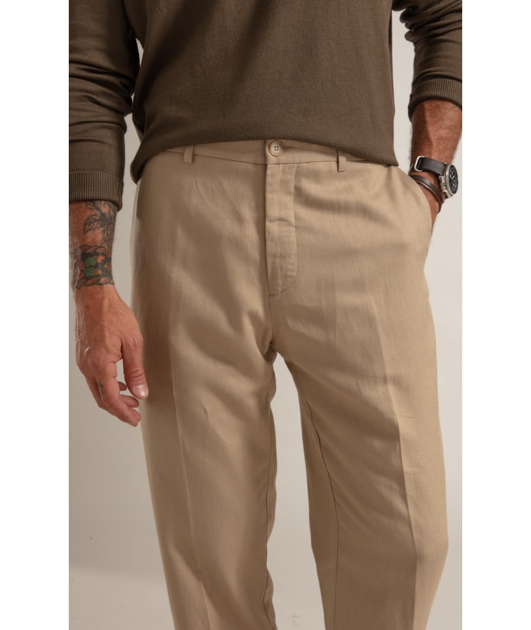 Calca Chino Classic Linho Blend Caqui