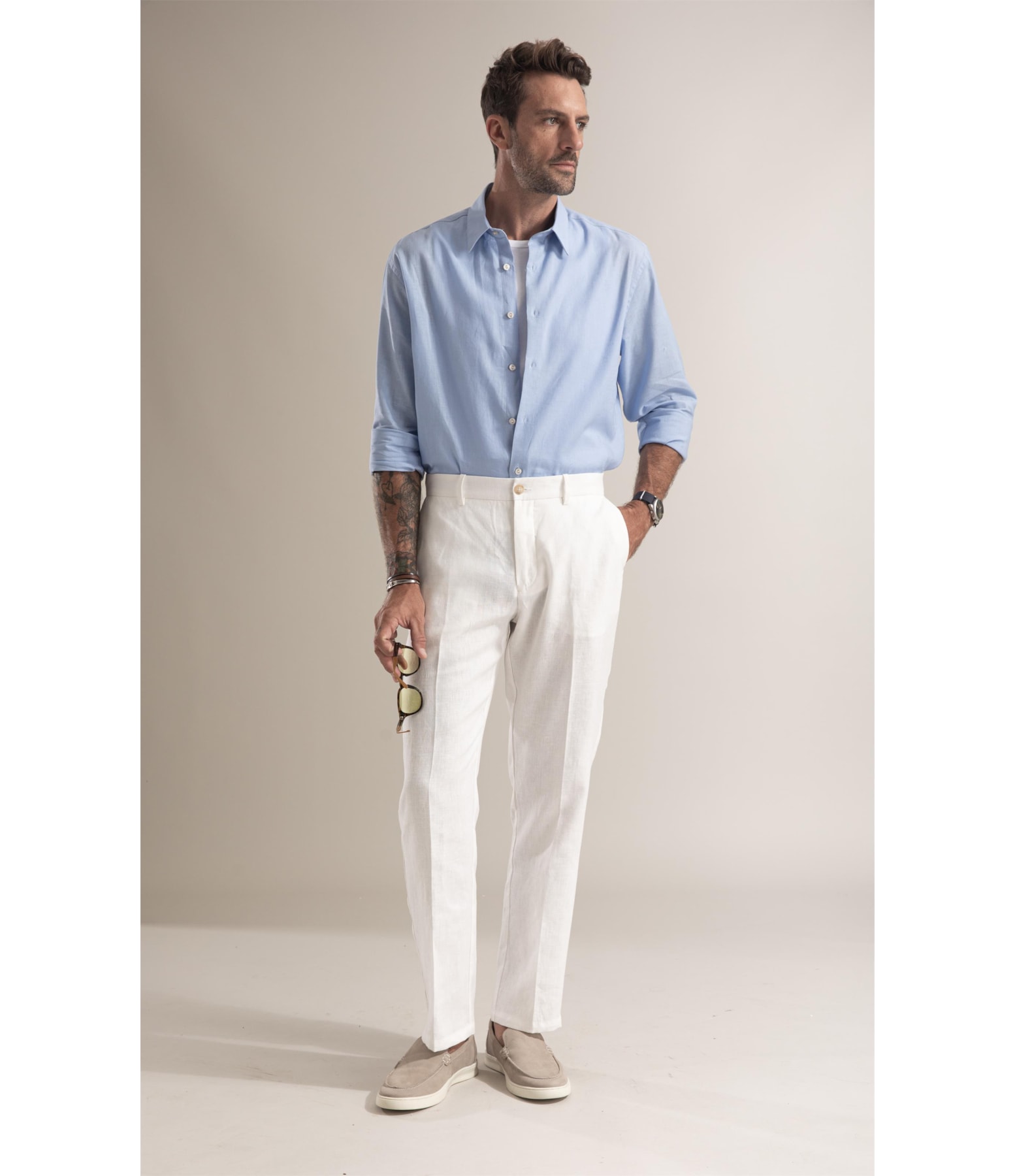 Calça Chino Classic Puro Linho Off White