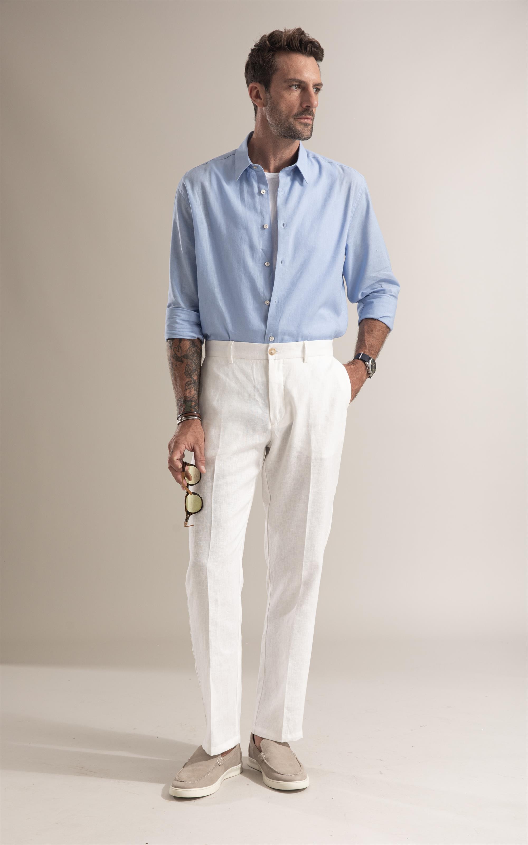 Calça Chino Classic Puro Linho Off White