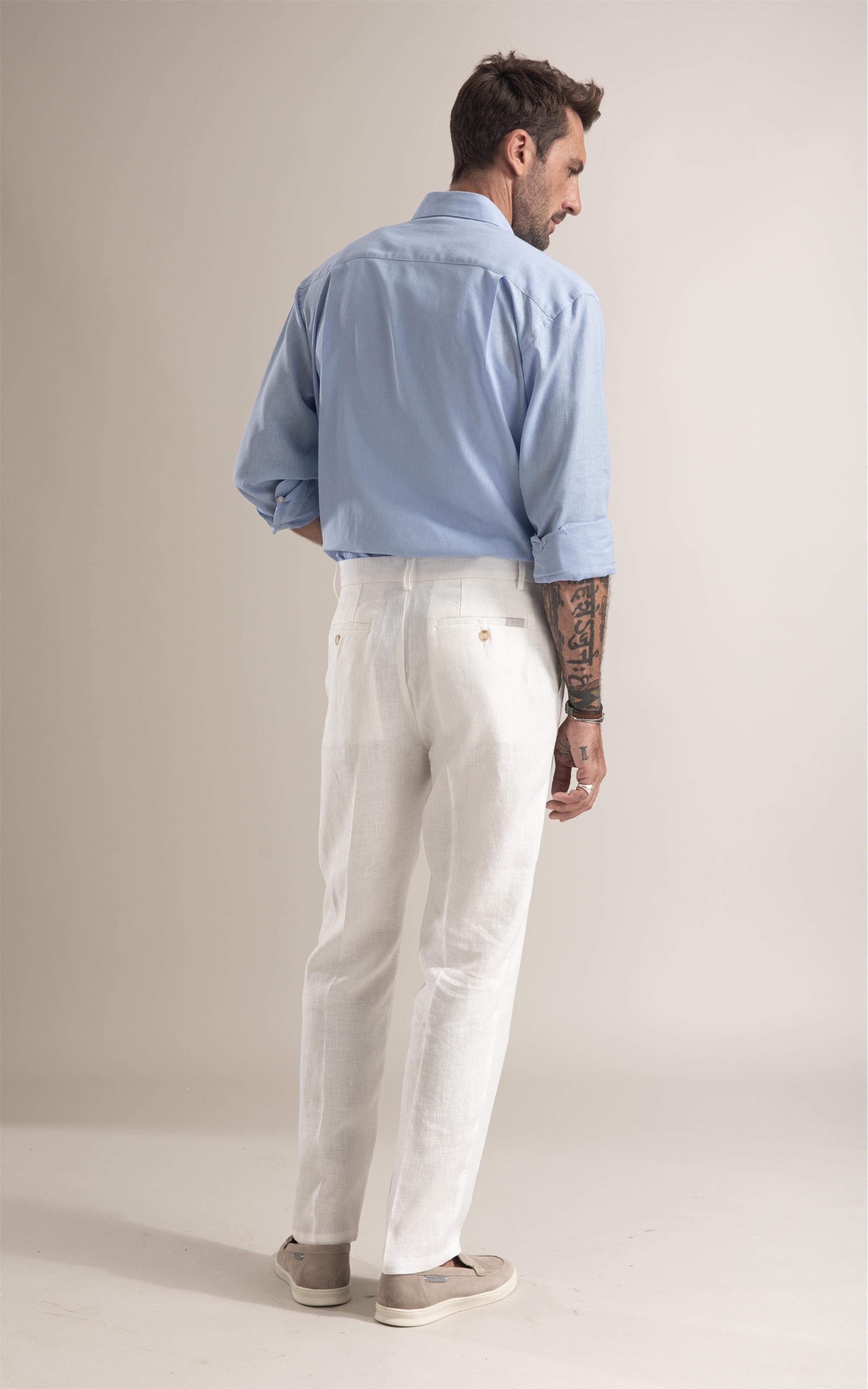 Calça Chino Classic Puro Linho Off White