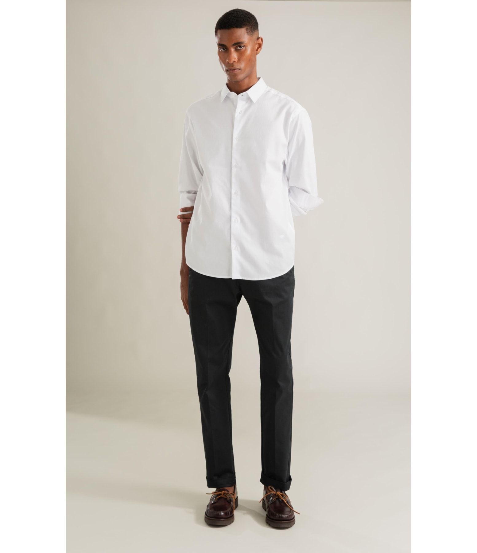 Calca Chino Color Satin Tradicional Dark Navy