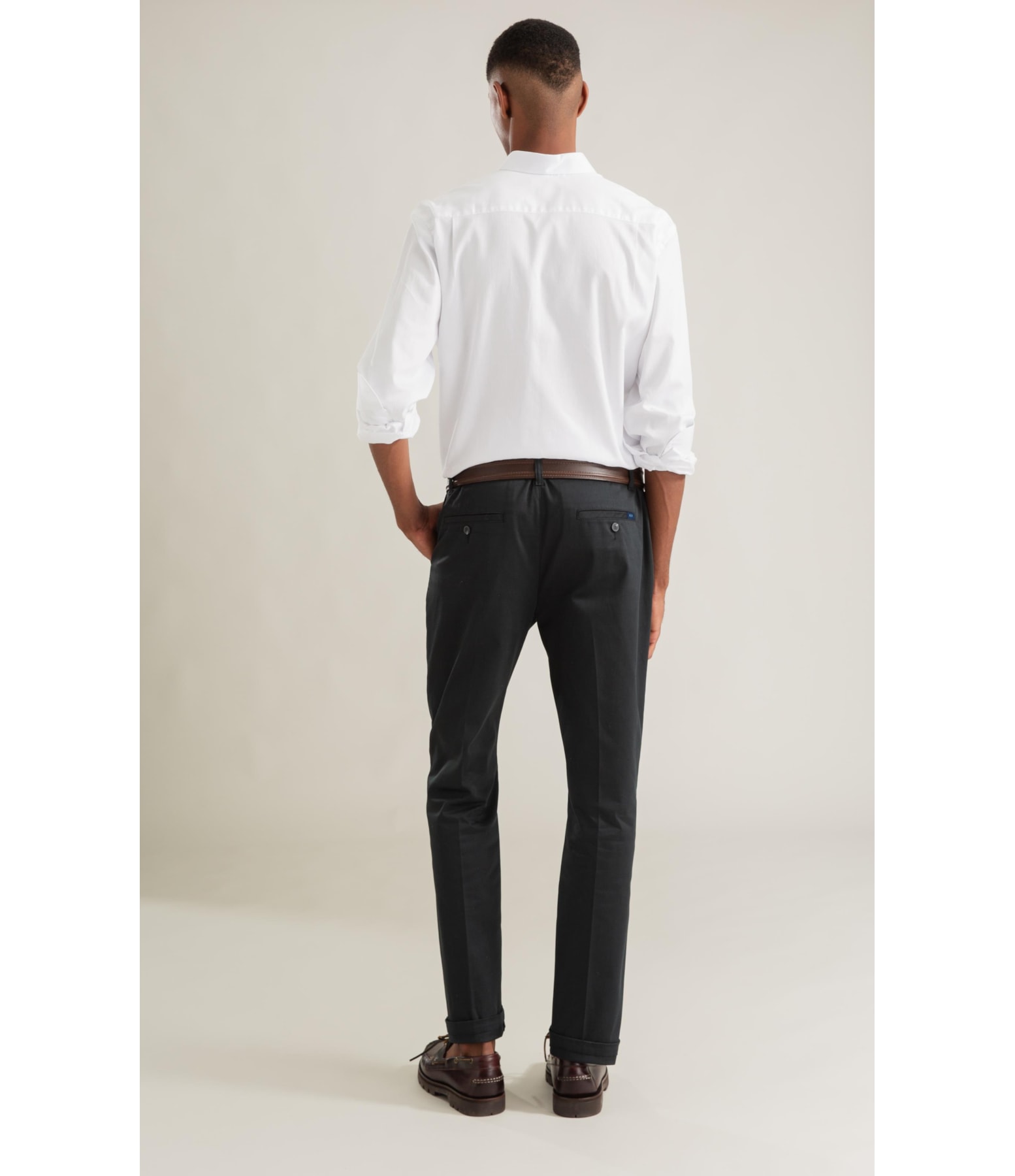 Calca Chino Color Satin Tradicional Dark Navy