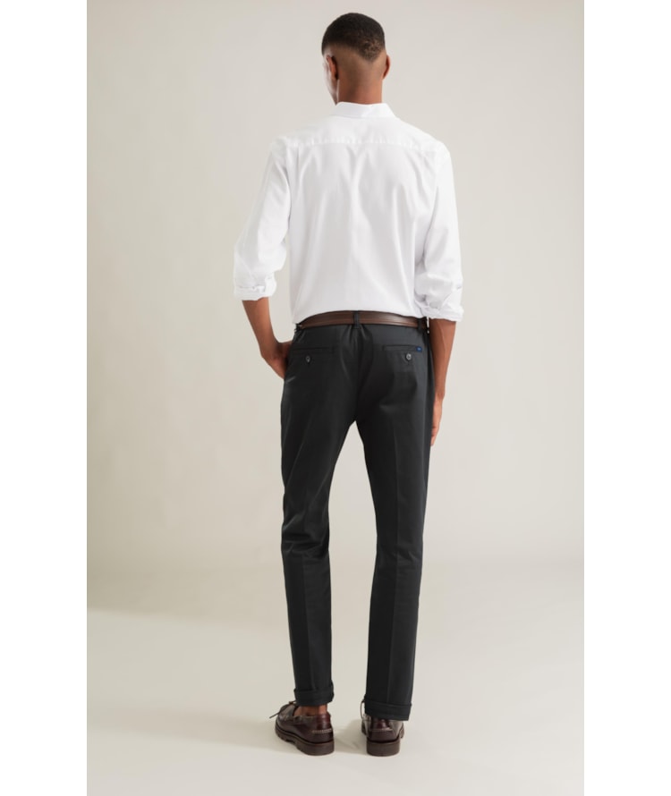 Calca Chino Color Satin Tradicional Dark Navy