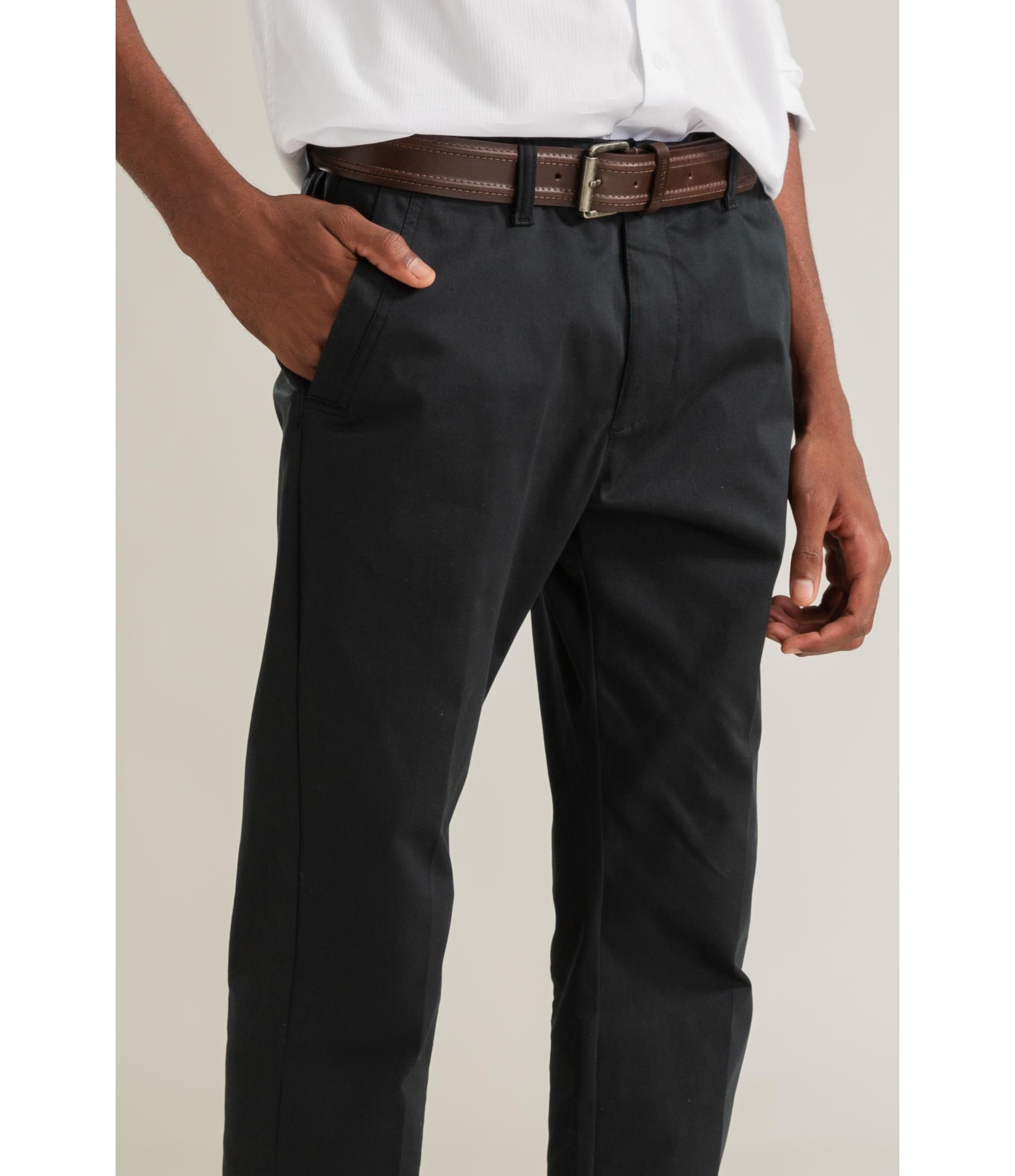 Calca Chino Color Satin Tradicional Dark Navy
