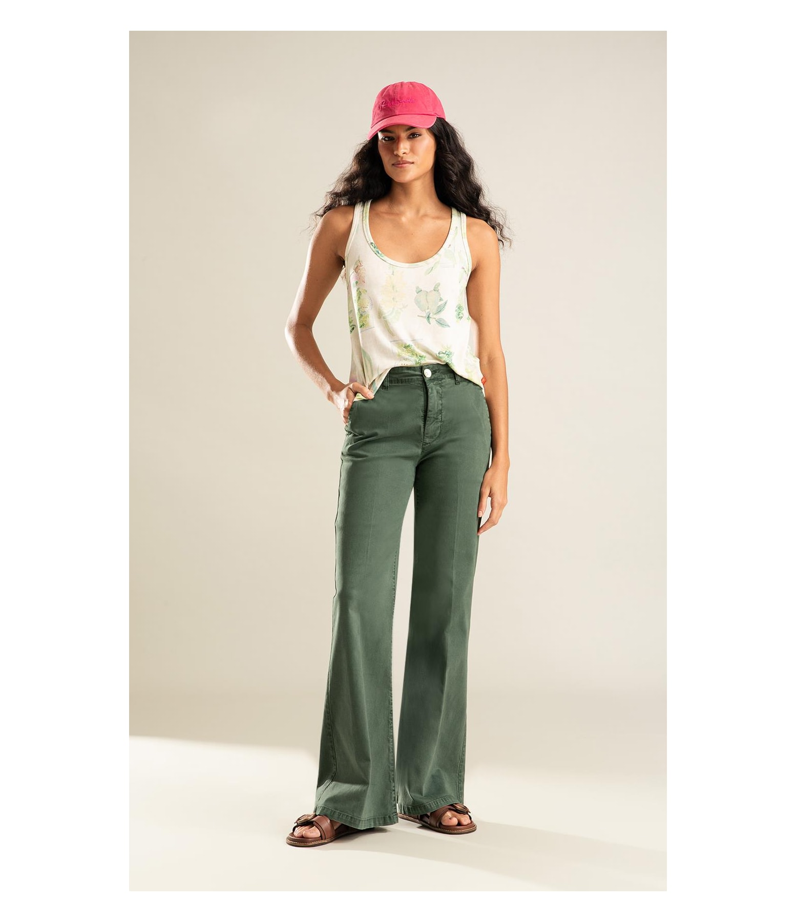 Calça Chino Ctp Flare Verde Army