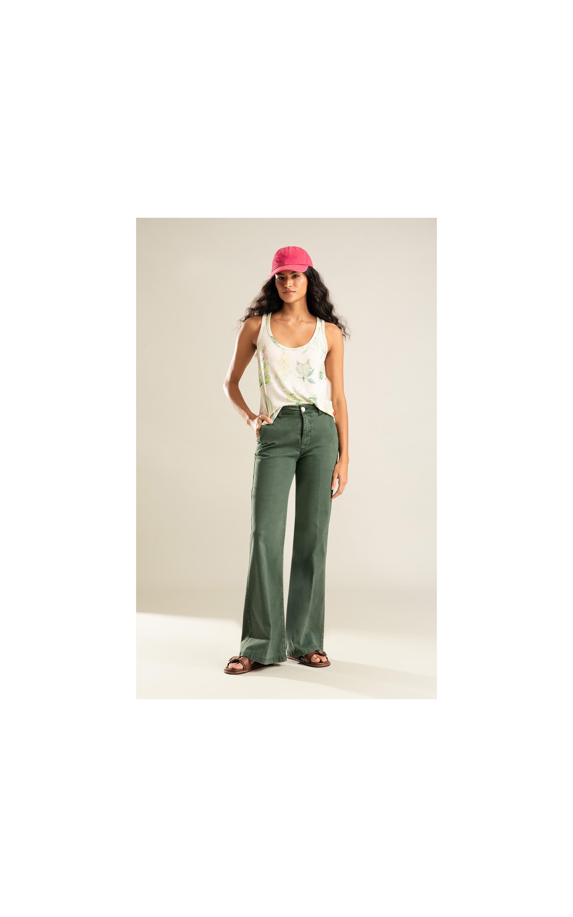 Calça Chino Ctp Flare Verde Army