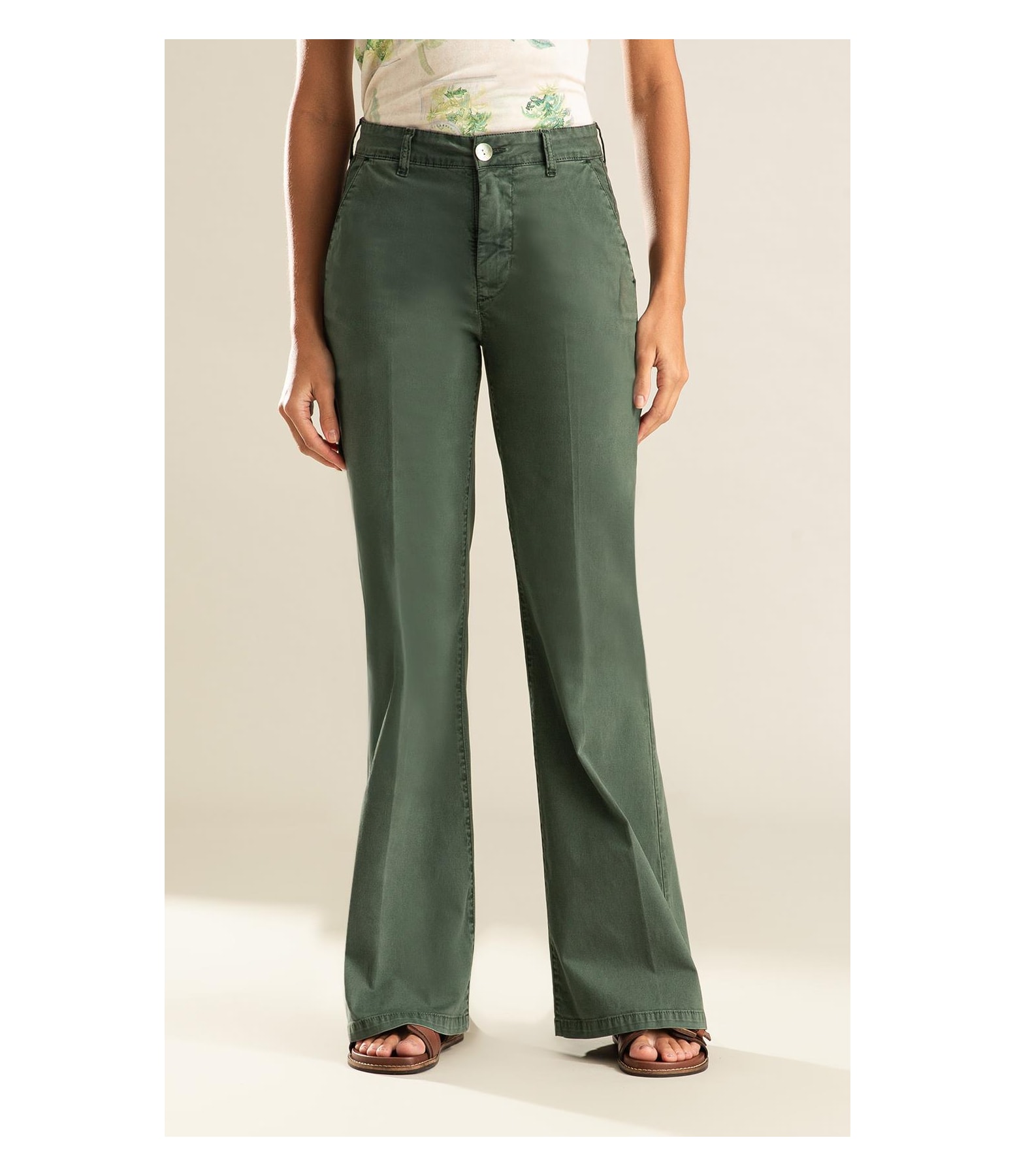 Calça Chino Ctp Flare Verde Army