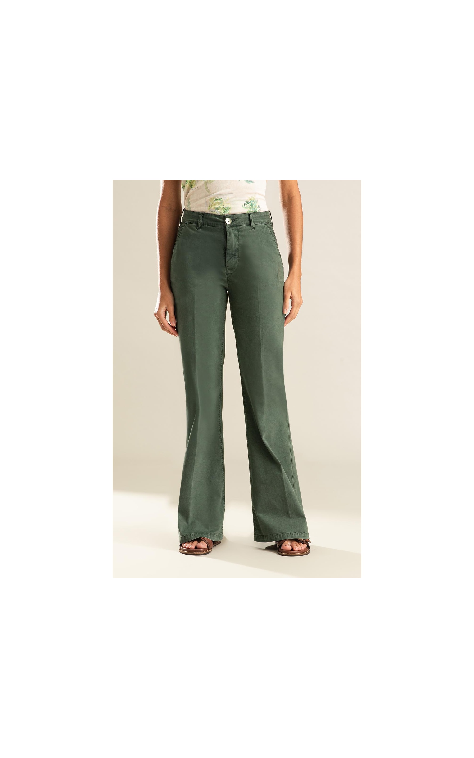 Calça Chino Ctp Flare Verde Army