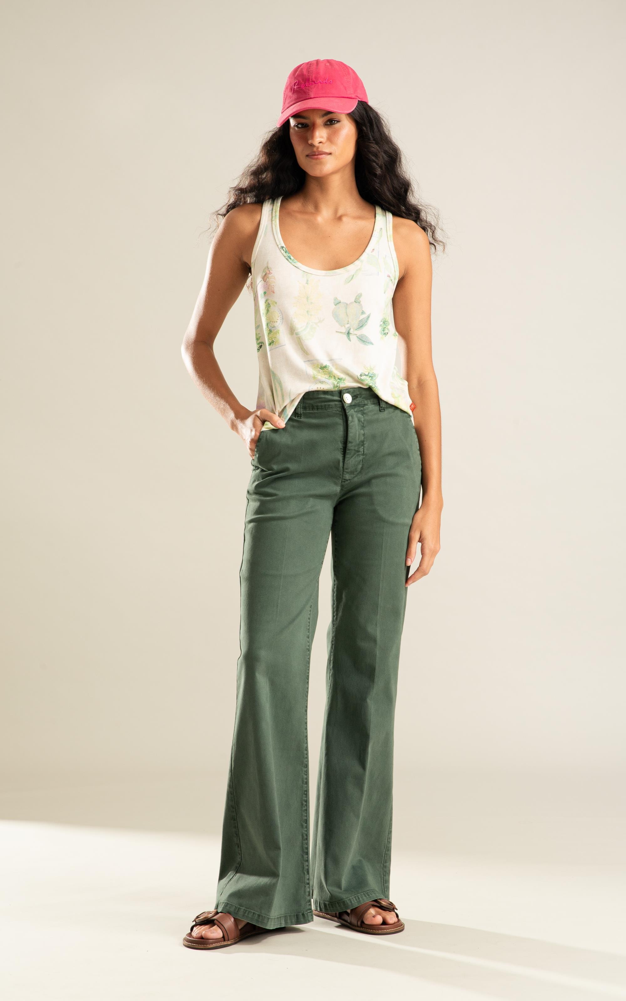 Calça Chino Ctp Flare Verde Army