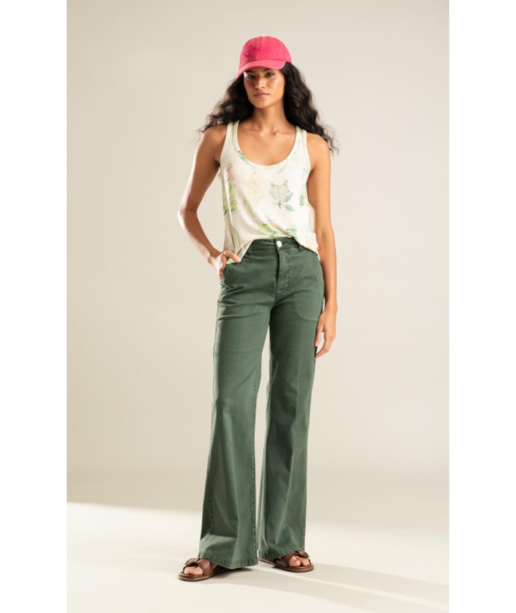 Calça Chino Ctp Flare Verde Army