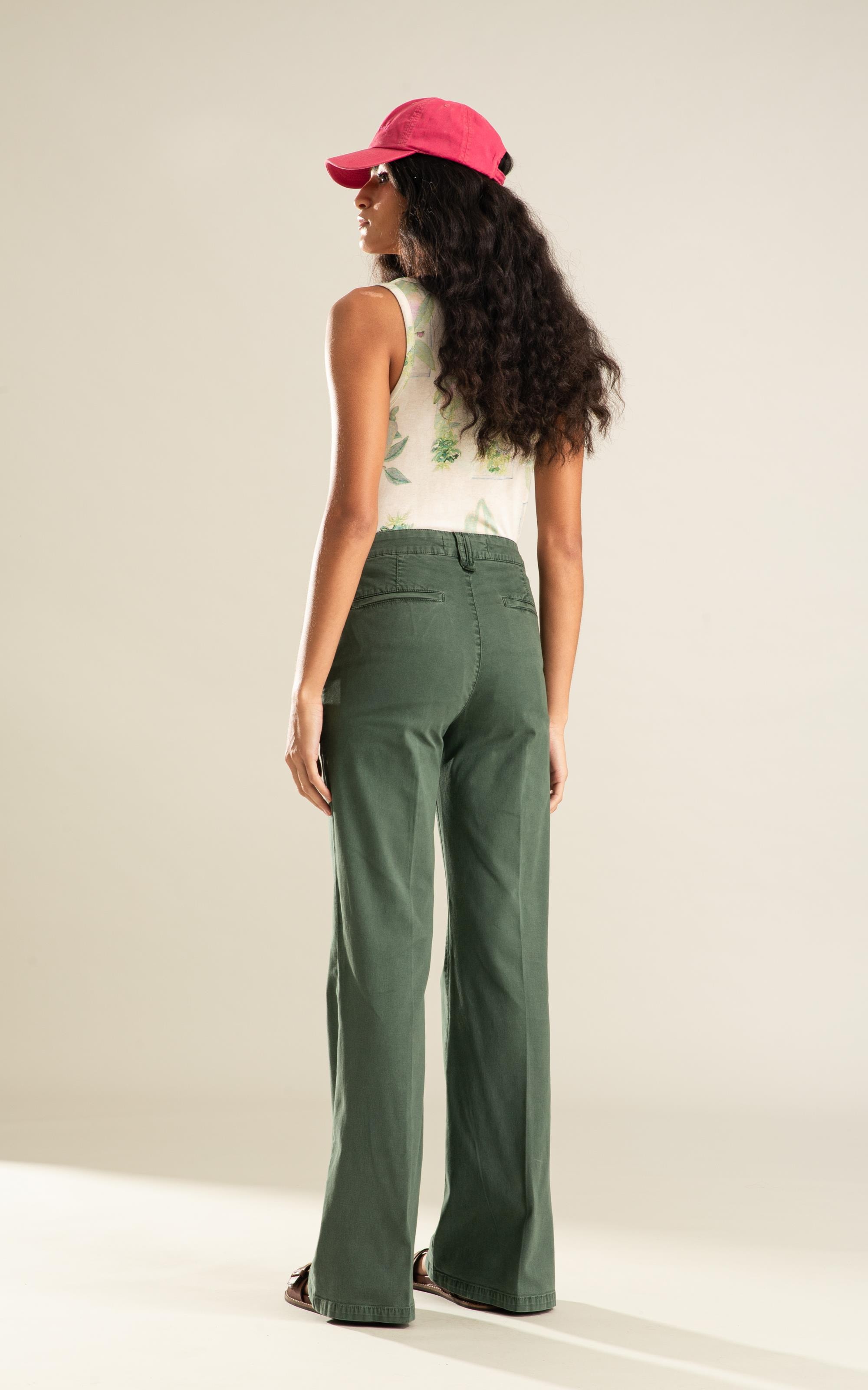 Calça Chino Ctp Flare Verde Army