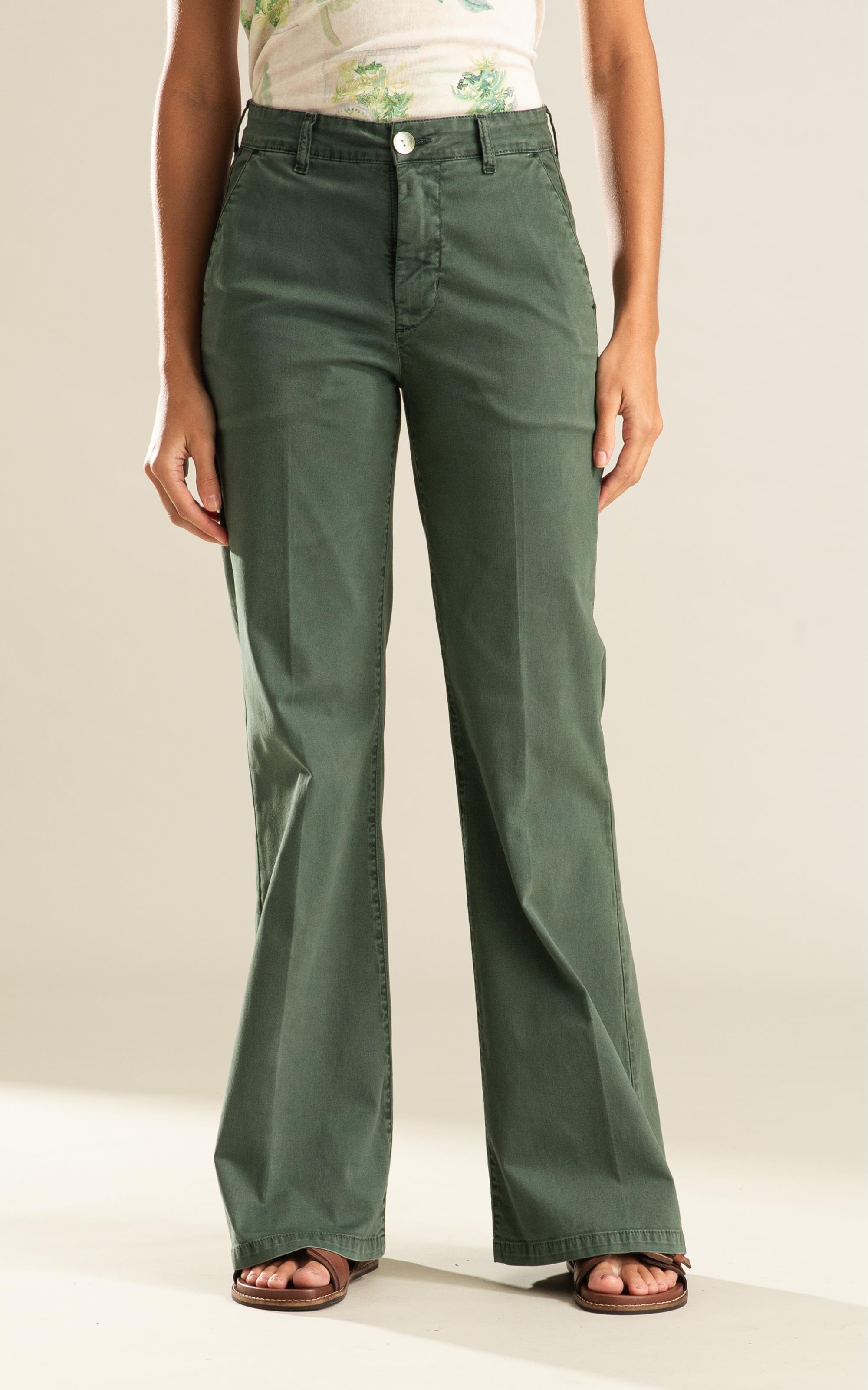 Calça Chino Ctp Flare Verde Army