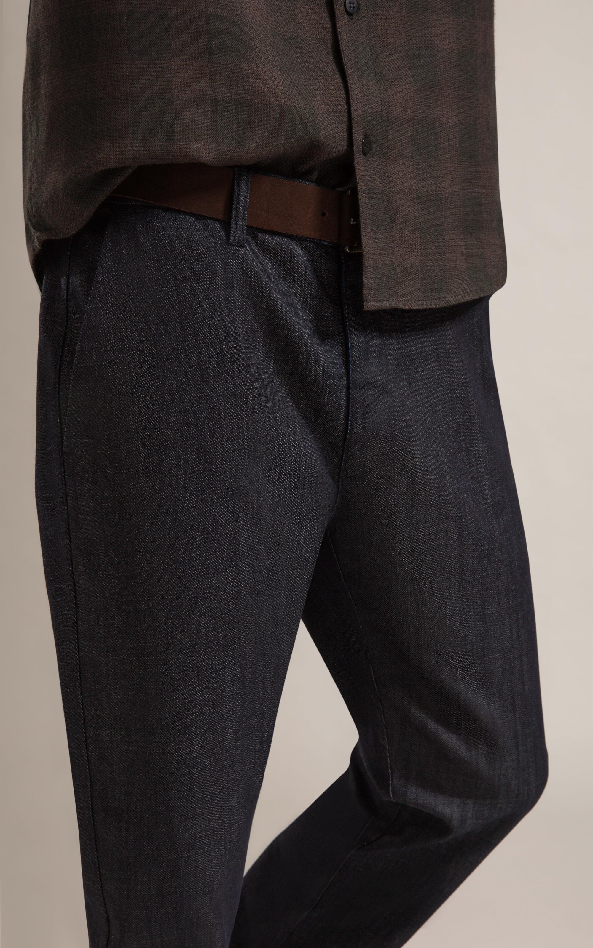 Calca Chino Denim Visco Indigo Lav. Amaciado C/ Resina