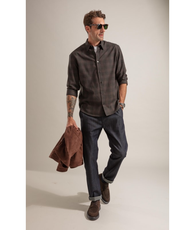 Calca Chino Denim Visco Indigo Lav. Amaciado C/ Resina