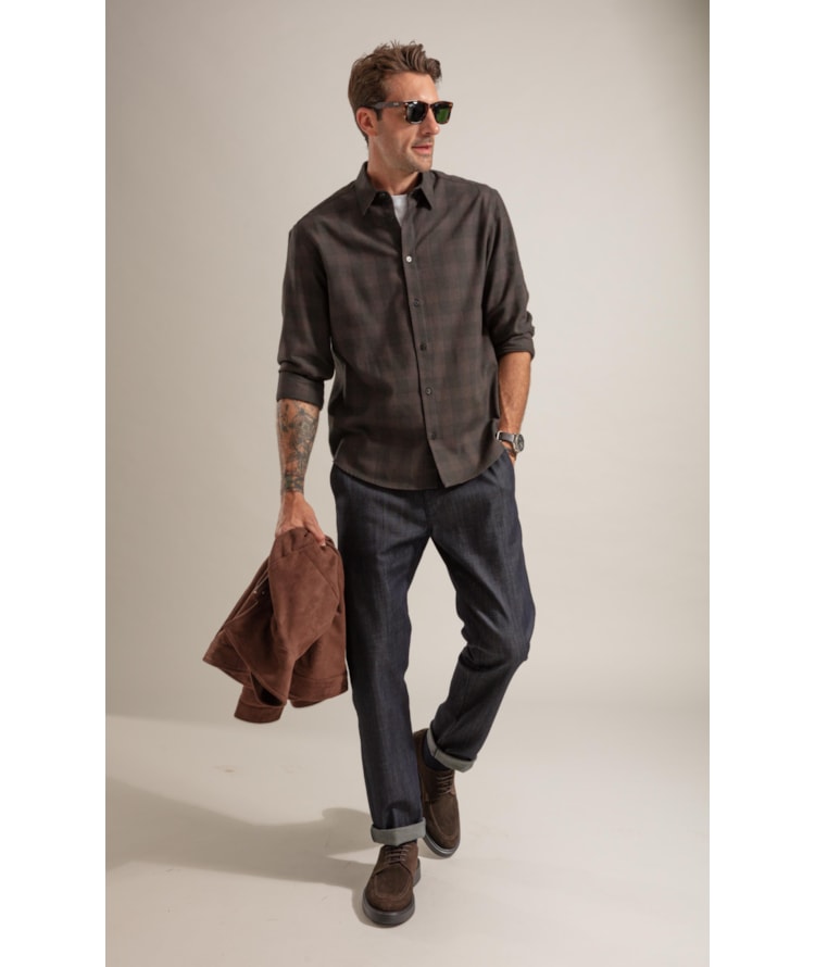 Calca Chino Denim Visco Indigo Lav. Amaciado C/ Resina