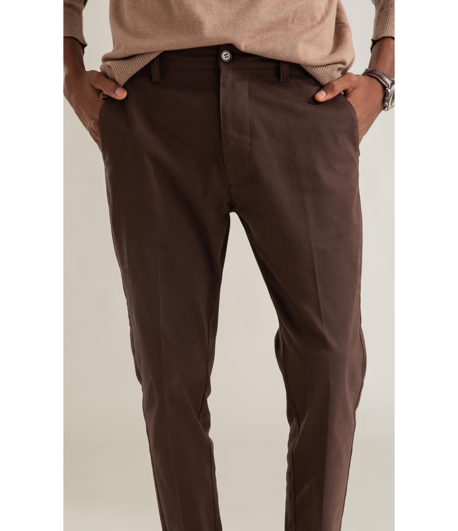 Calca Chino Jogging Pd Custom Fit Marrom