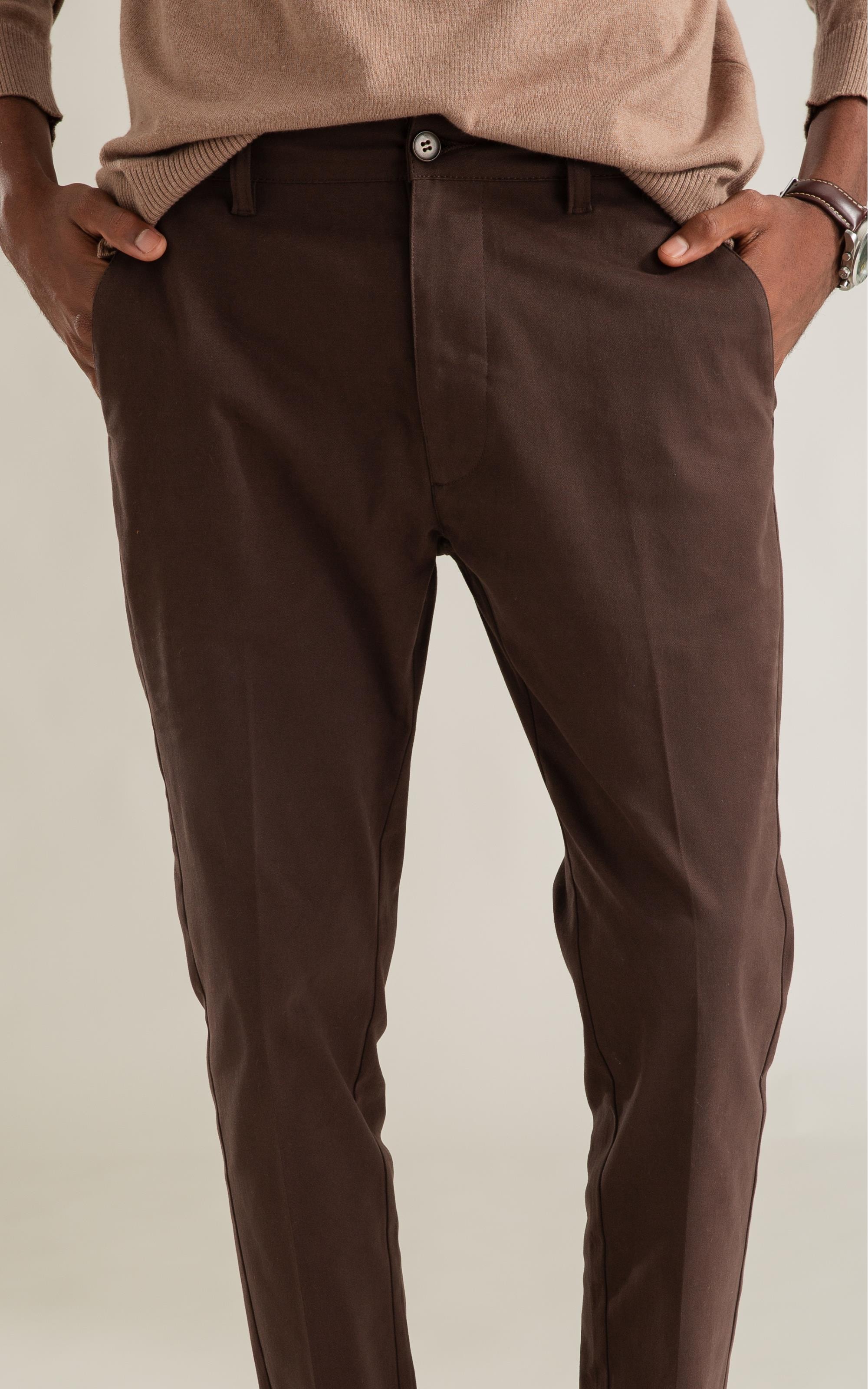 Calca Chino Jogging Pd Custom Fit Marrom