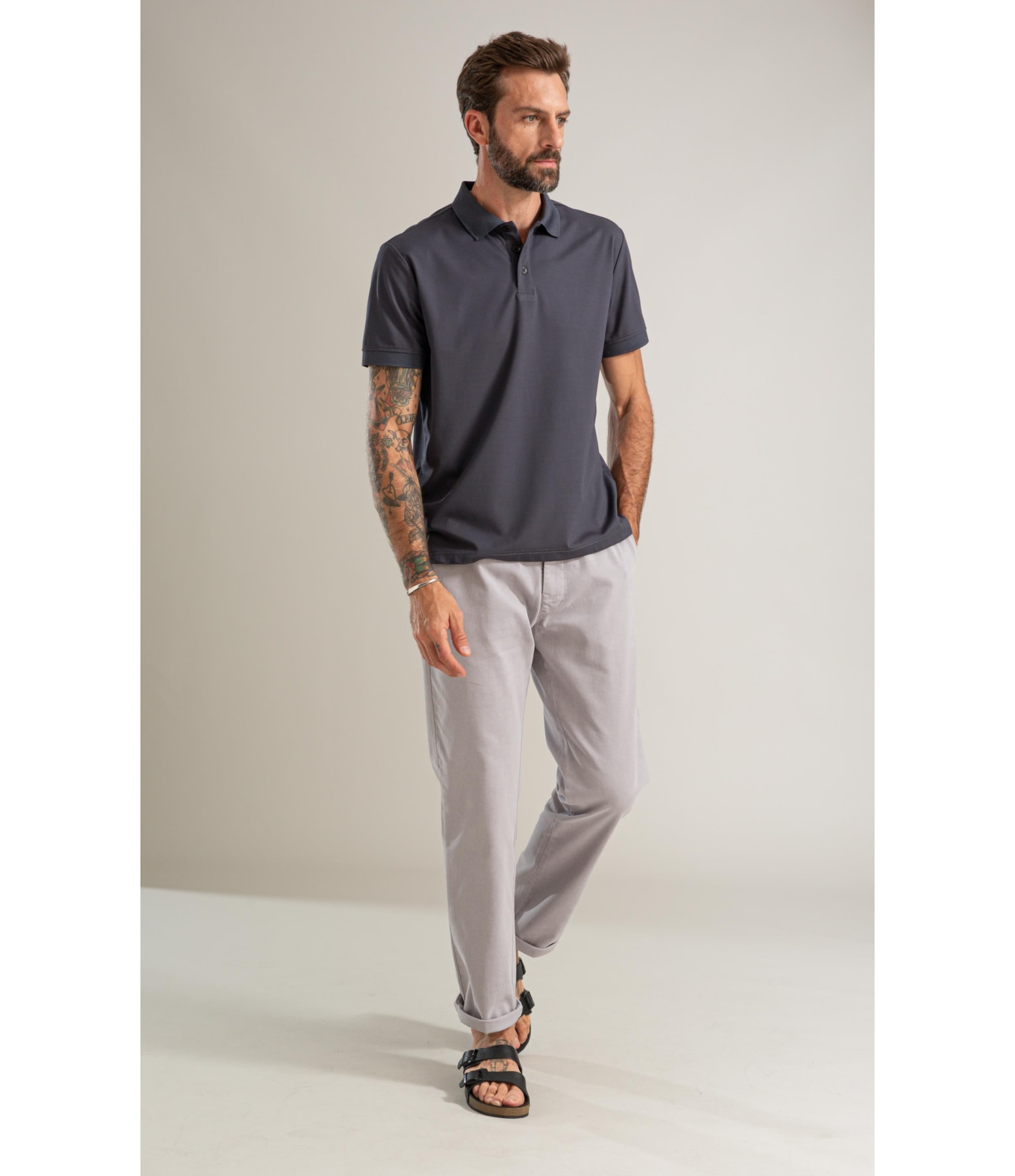 Calça Chino Jogging Preppy Pd Prata