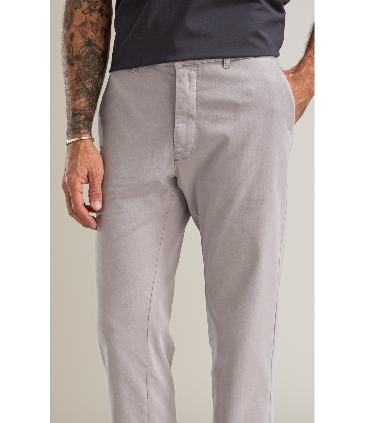 Calça Chino Jogging Preppy Pd Prata