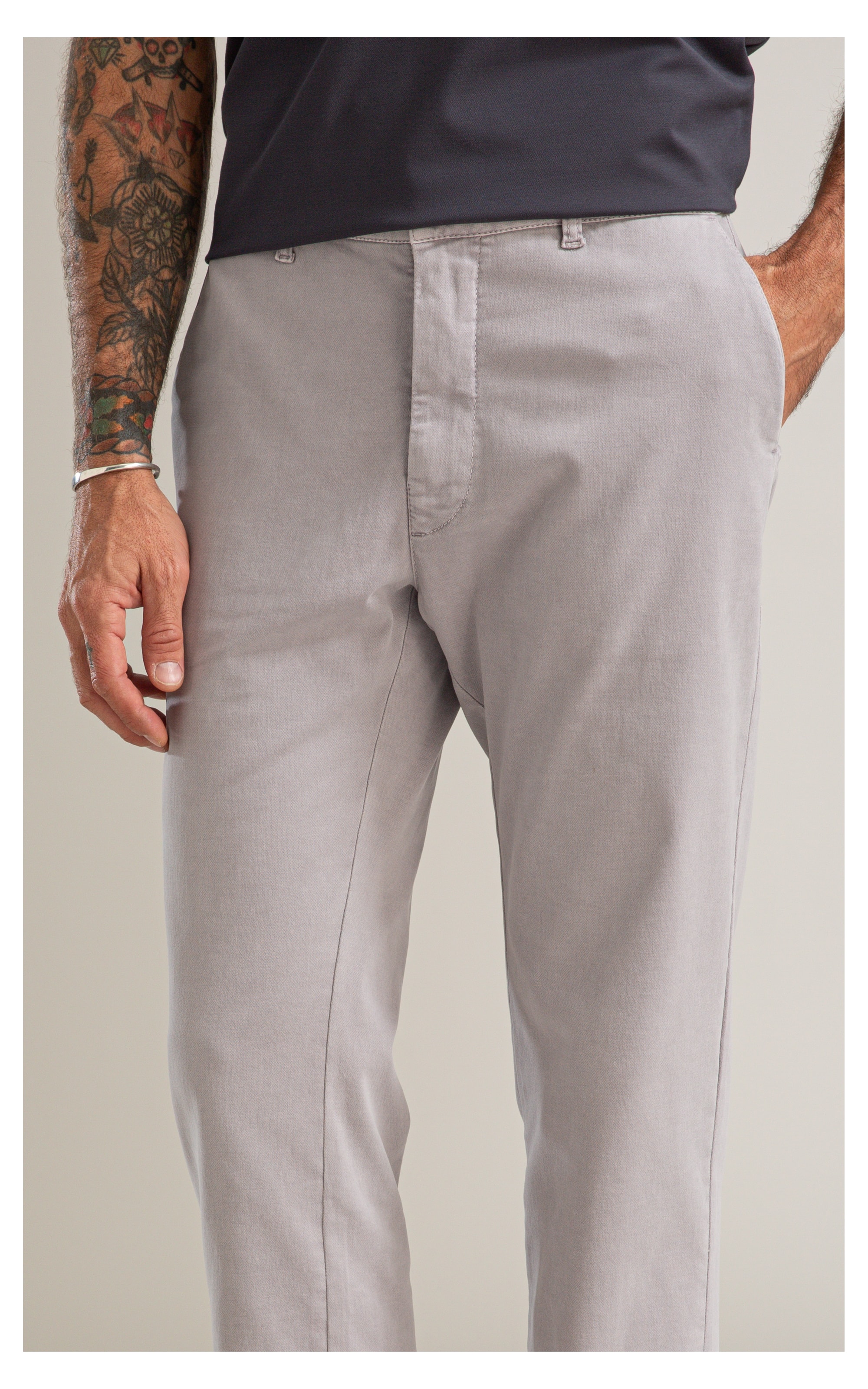 Calça Chino Jogging Preppy Pd Prata