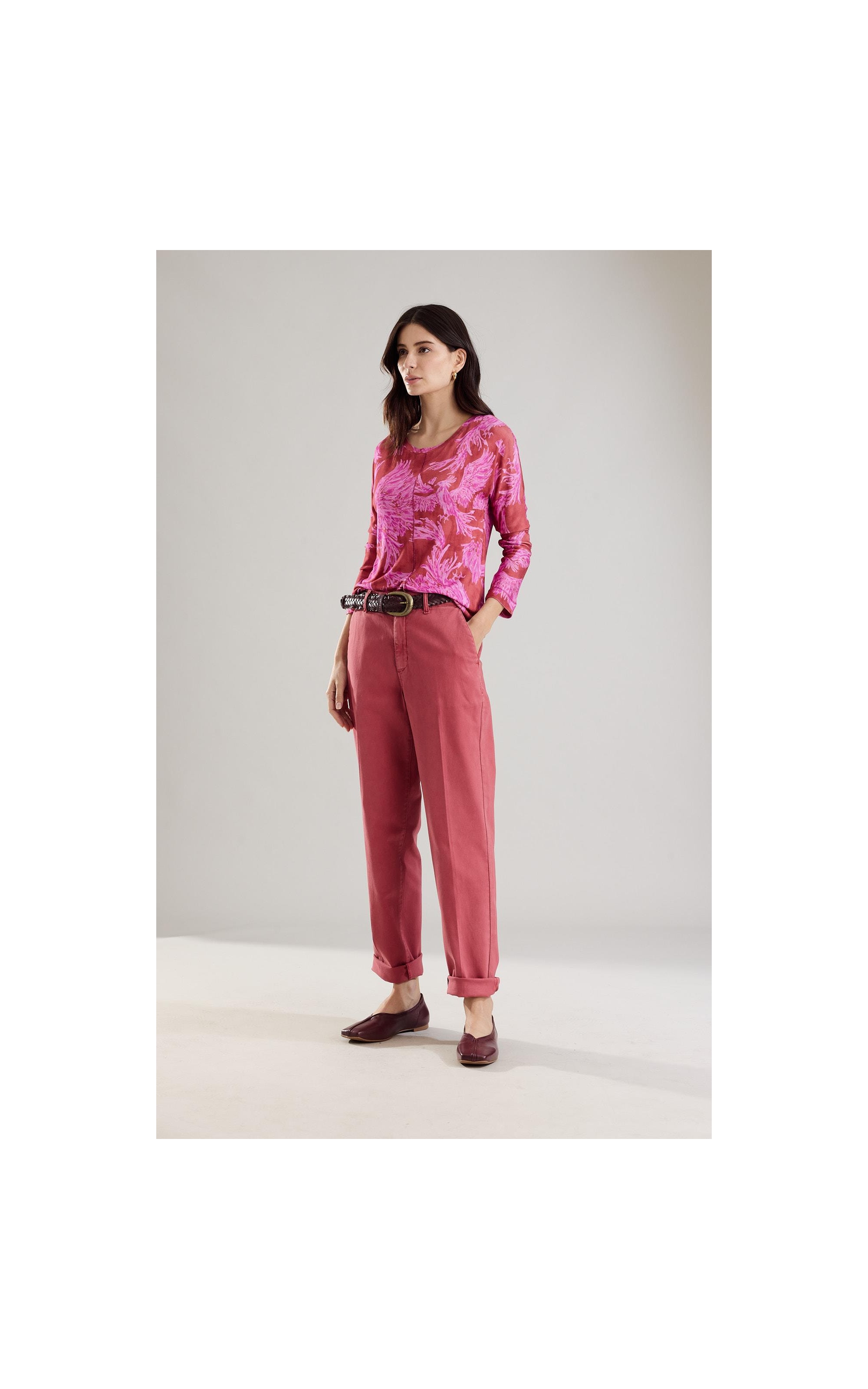 Calça Chino Jogging Reta Rosa Velho