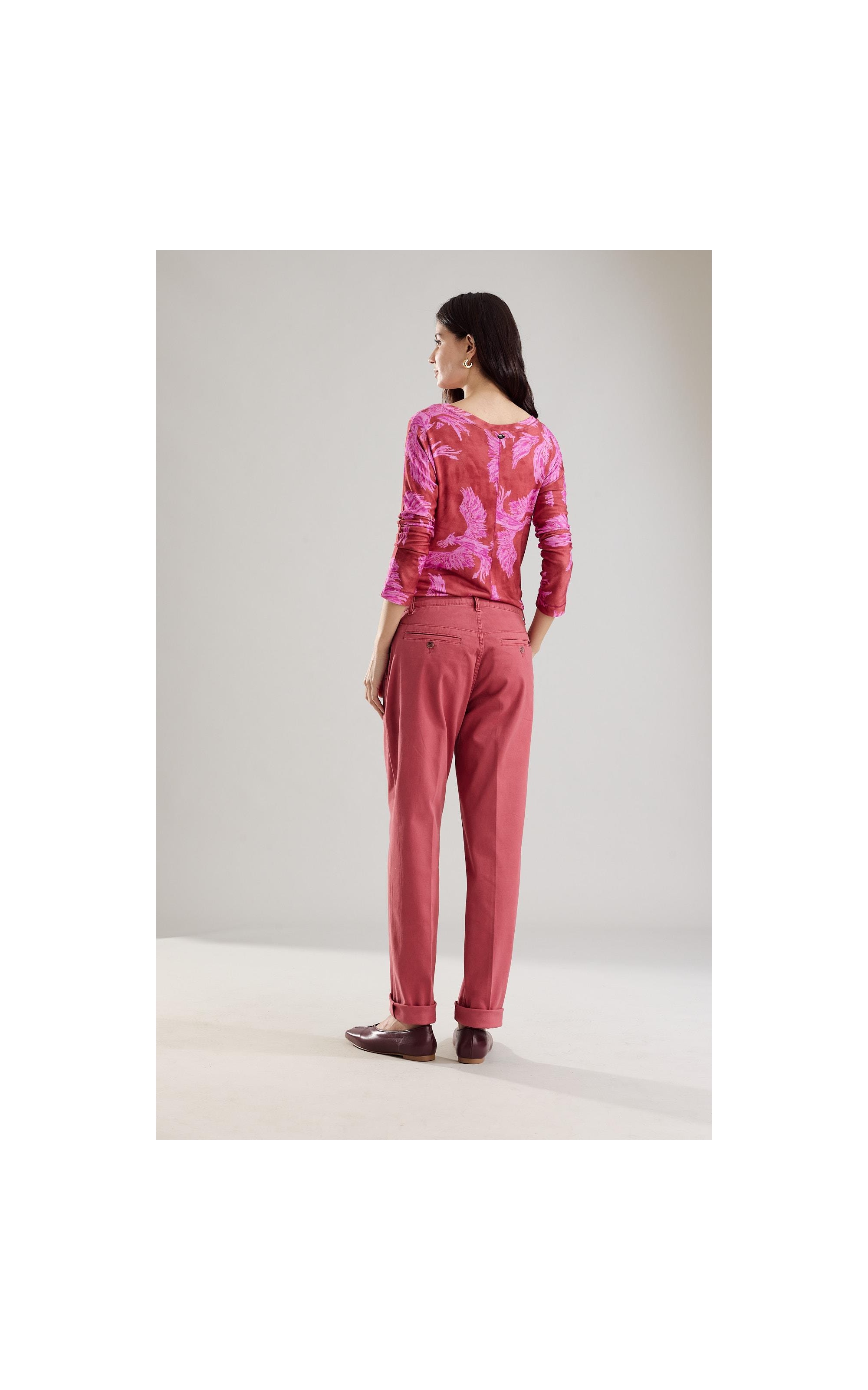 Calça Chino Jogging Reta Rosa Velho