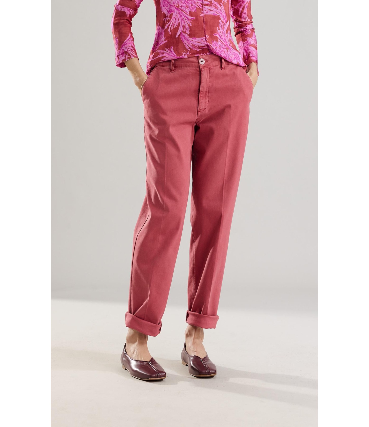 Calça Chino Jogging Reta Rosa Velho