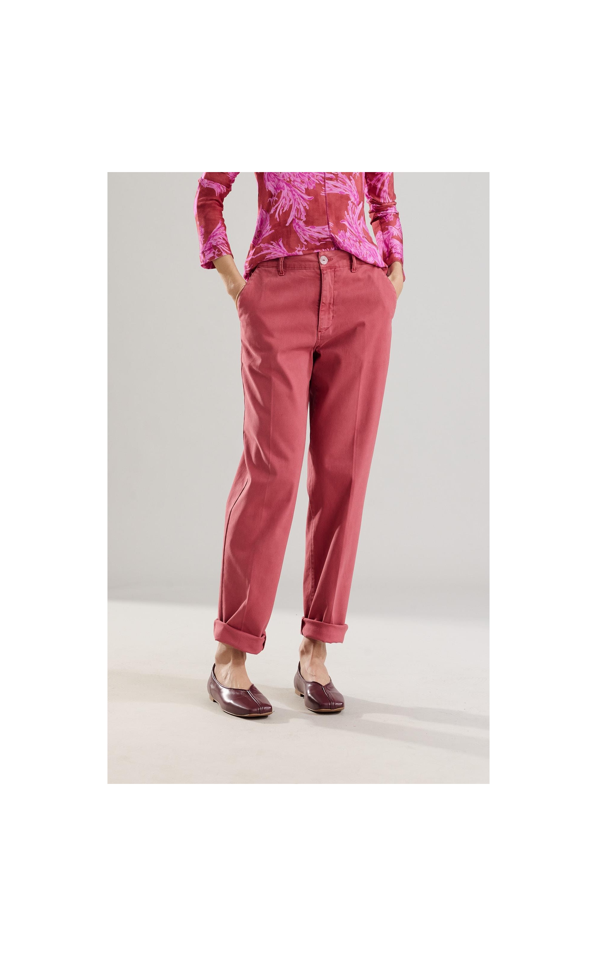 Calça Chino Jogging Reta Rosa Velho