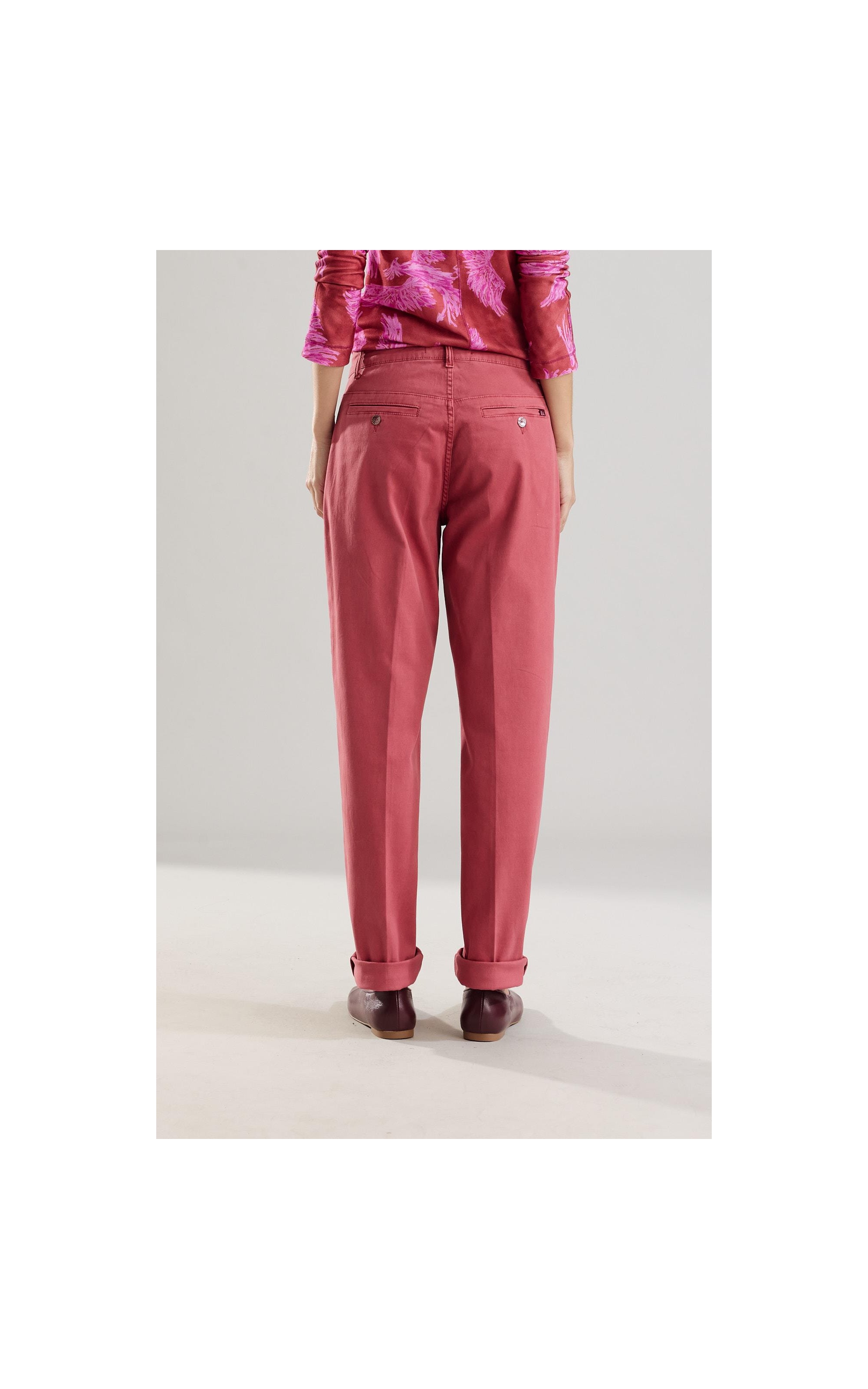 Calça Chino Jogging Reta Rosa Velho