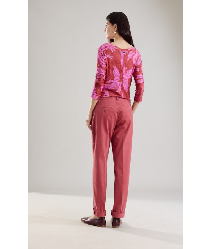Calça Chino Jogging Reta Rosa Velho