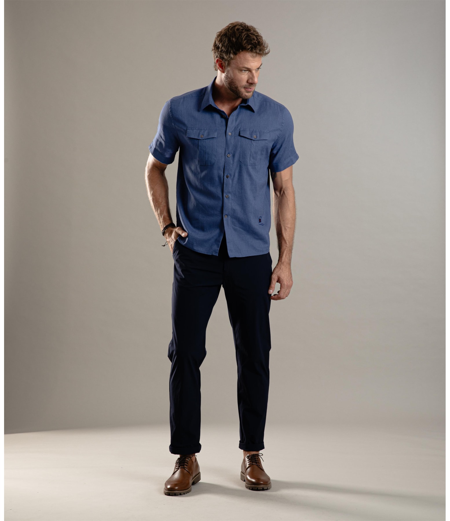 Calça Chino Ny Stretch Tradicional Dark Navy