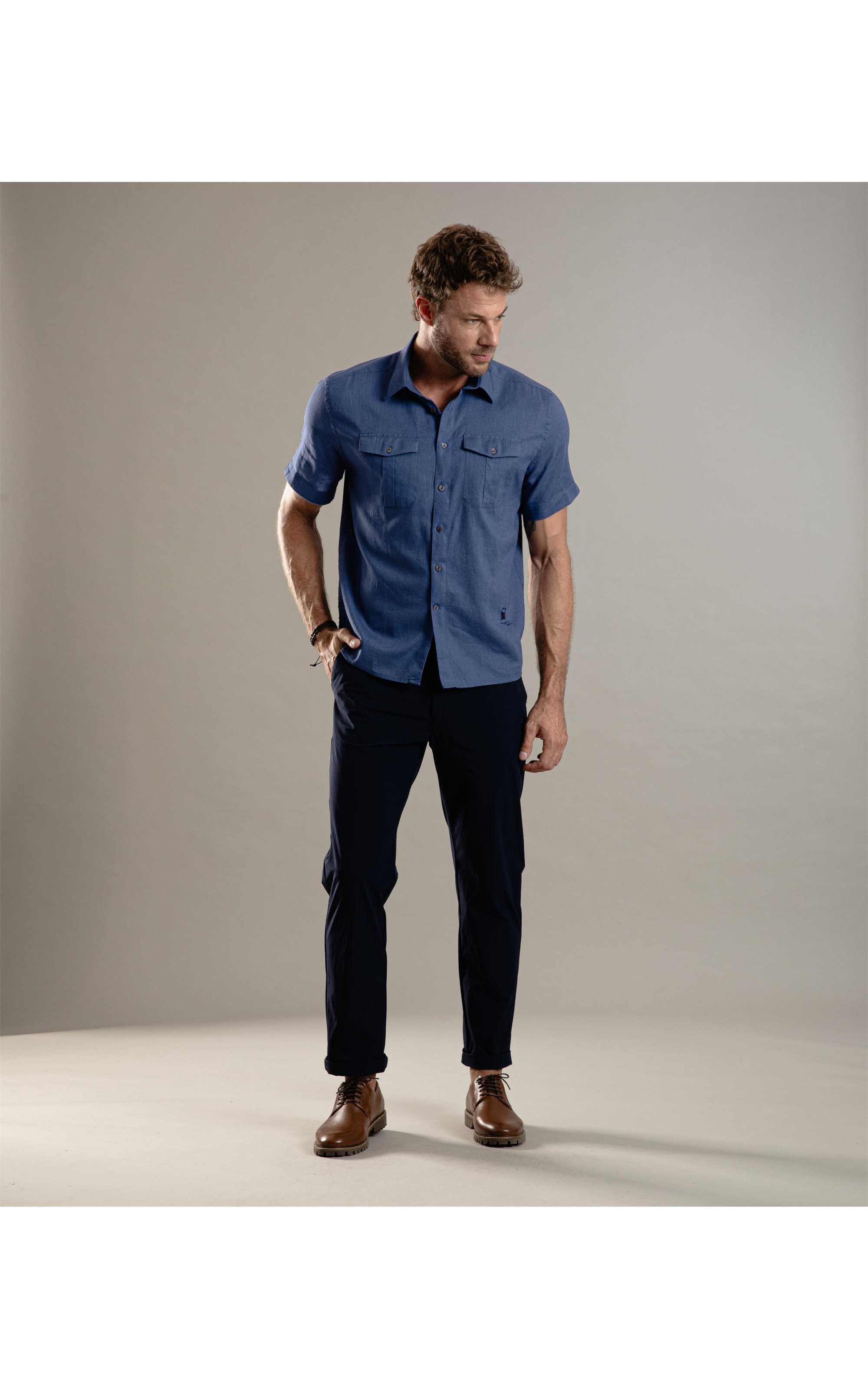 Calça Chino Ny Stretch Tradicional Dark Navy