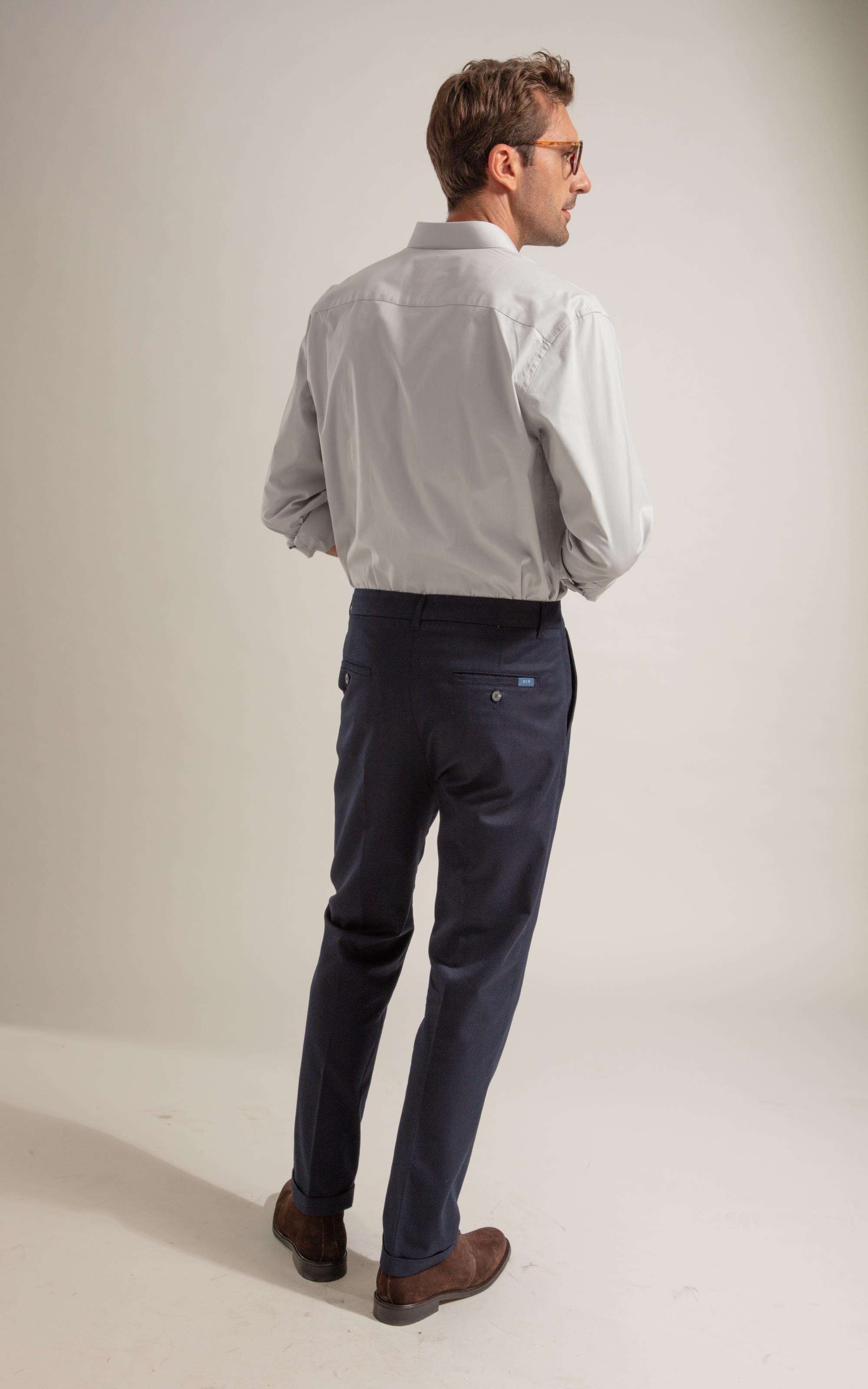 Calca Chino Pregas Basic Fit Moove Dark Navy