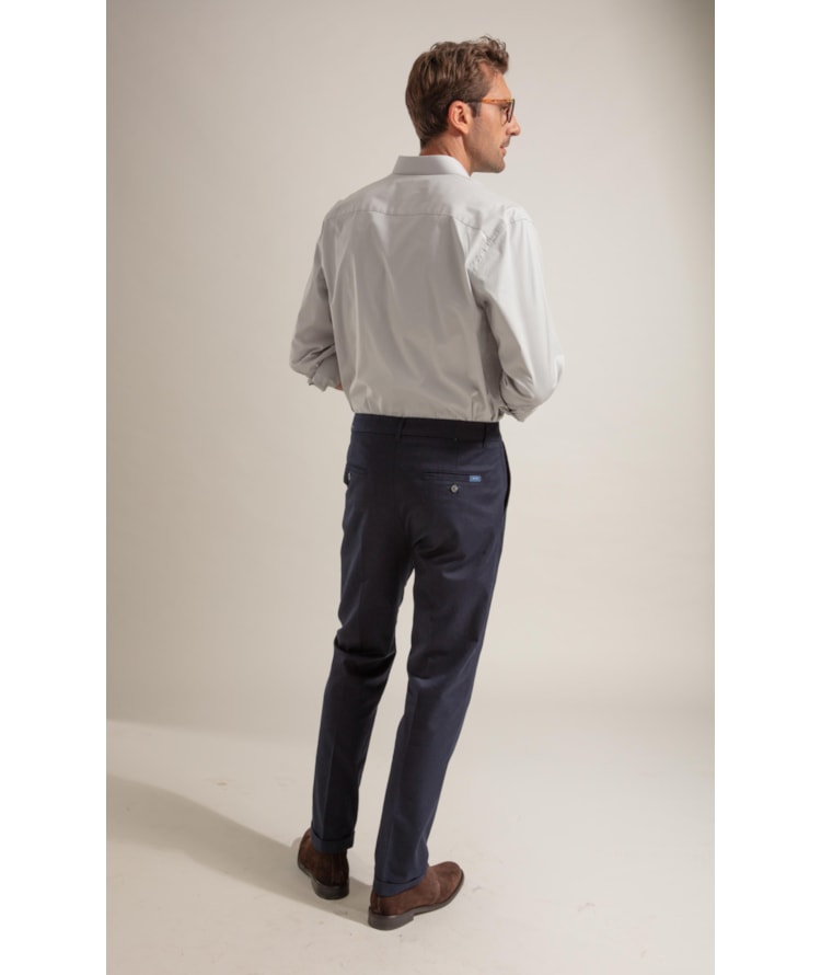 Calca Chino Pregas Basic Fit Moove Dark Navy