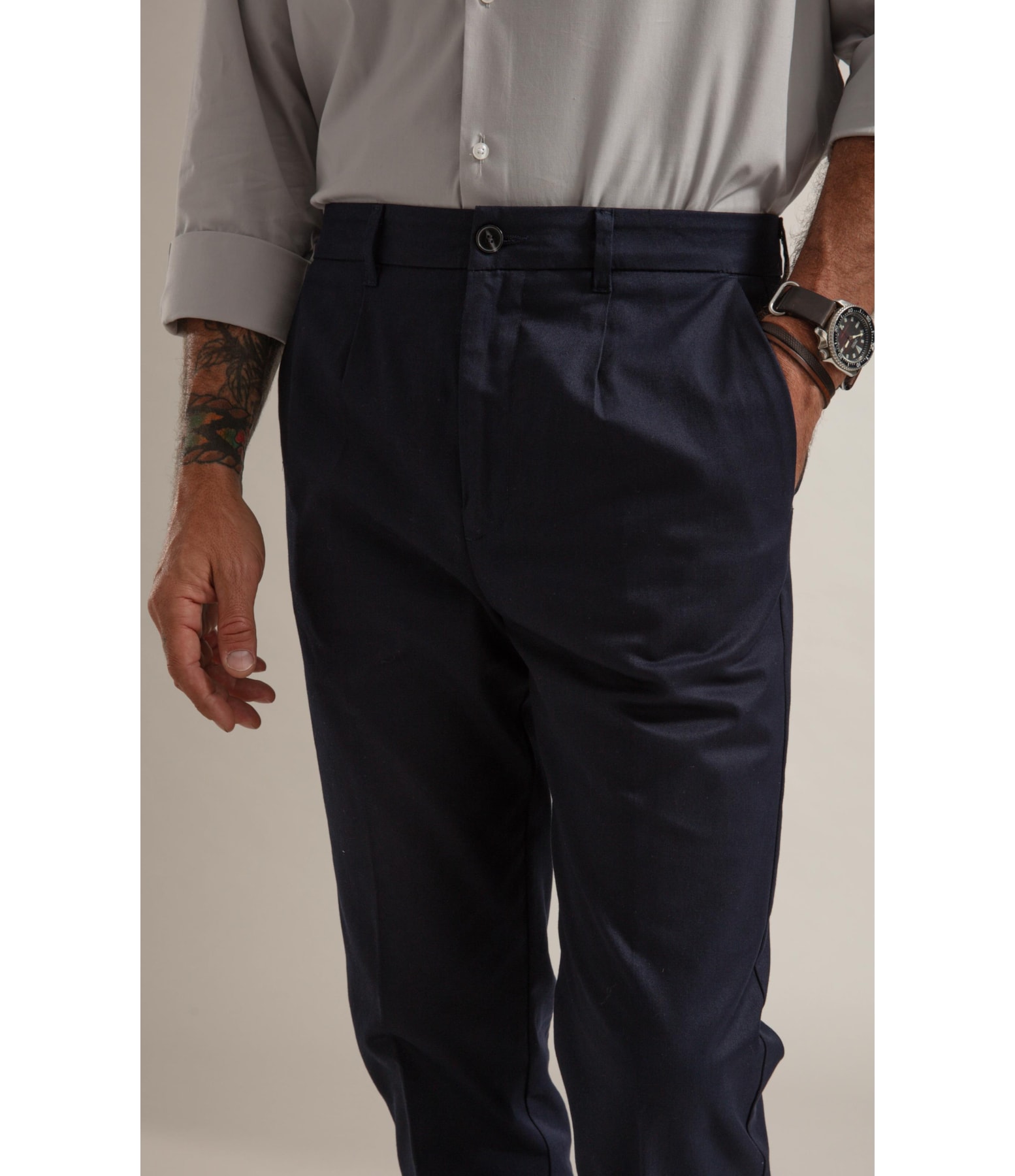 Calca Chino Pregas Basic Fit Moove Dark Navy