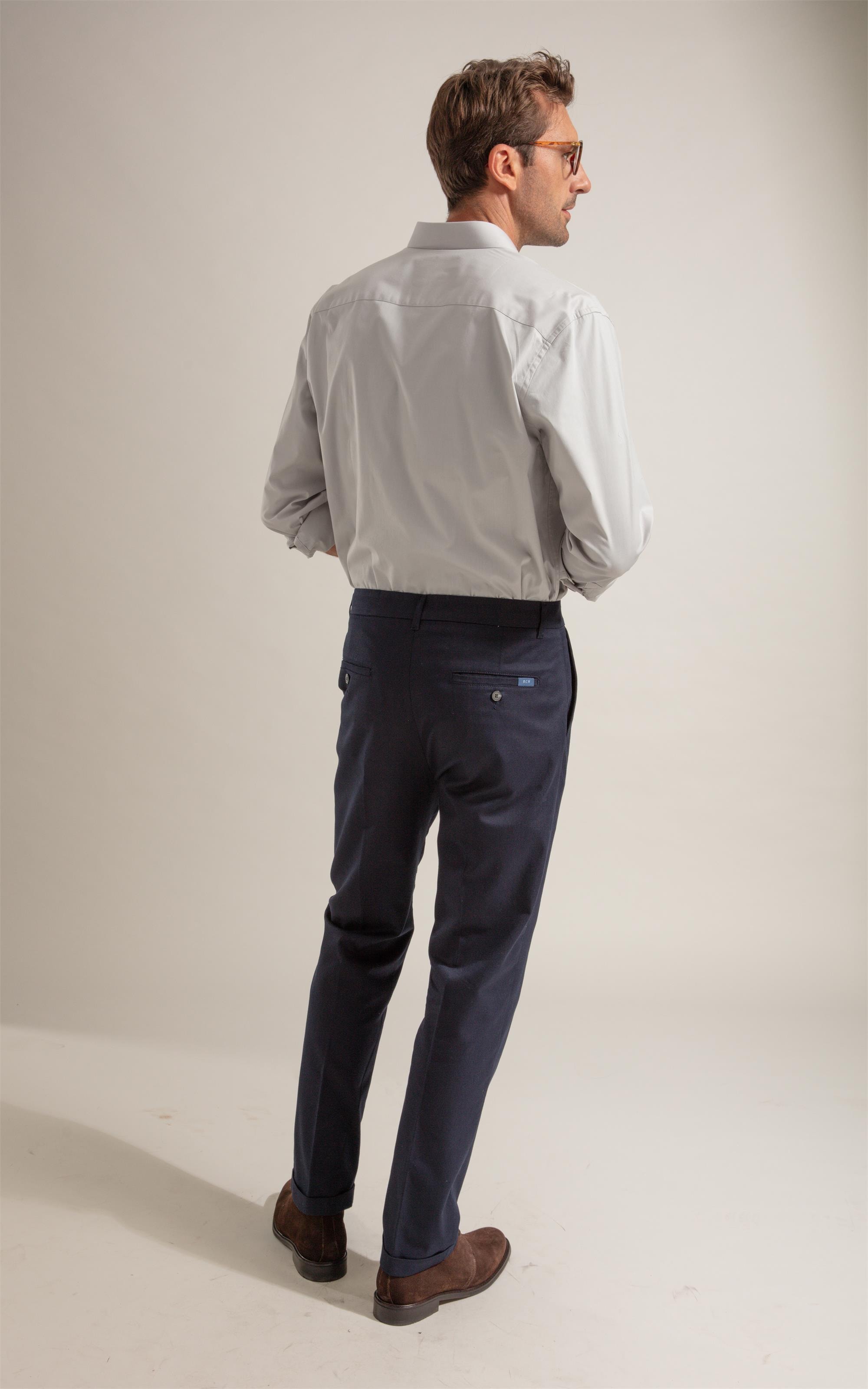 Calca Chino Pregas Basic Fit Moove Dark Navy