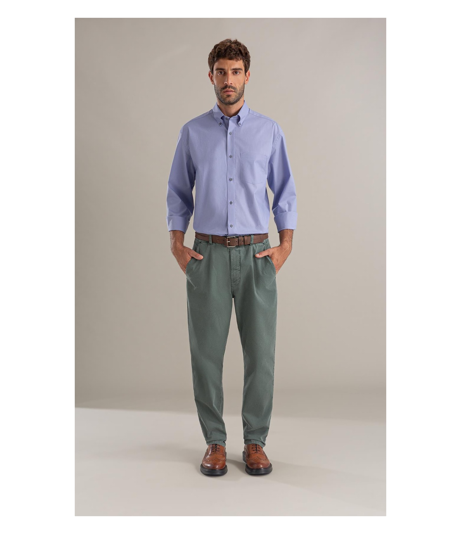 Calça Chino Rain Trapezio Verde Army