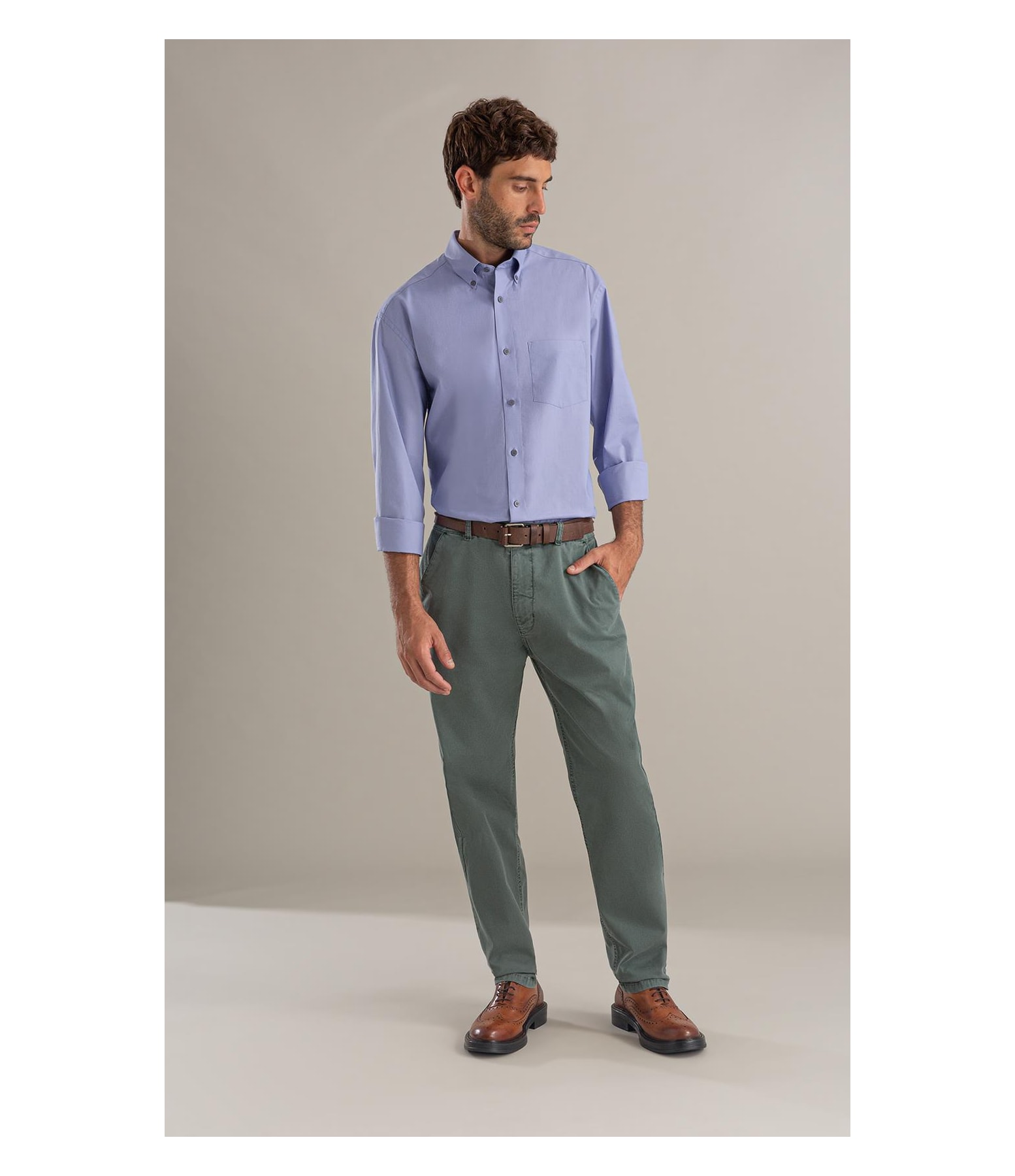 Calça Chino Rain Trapezio Verde Army