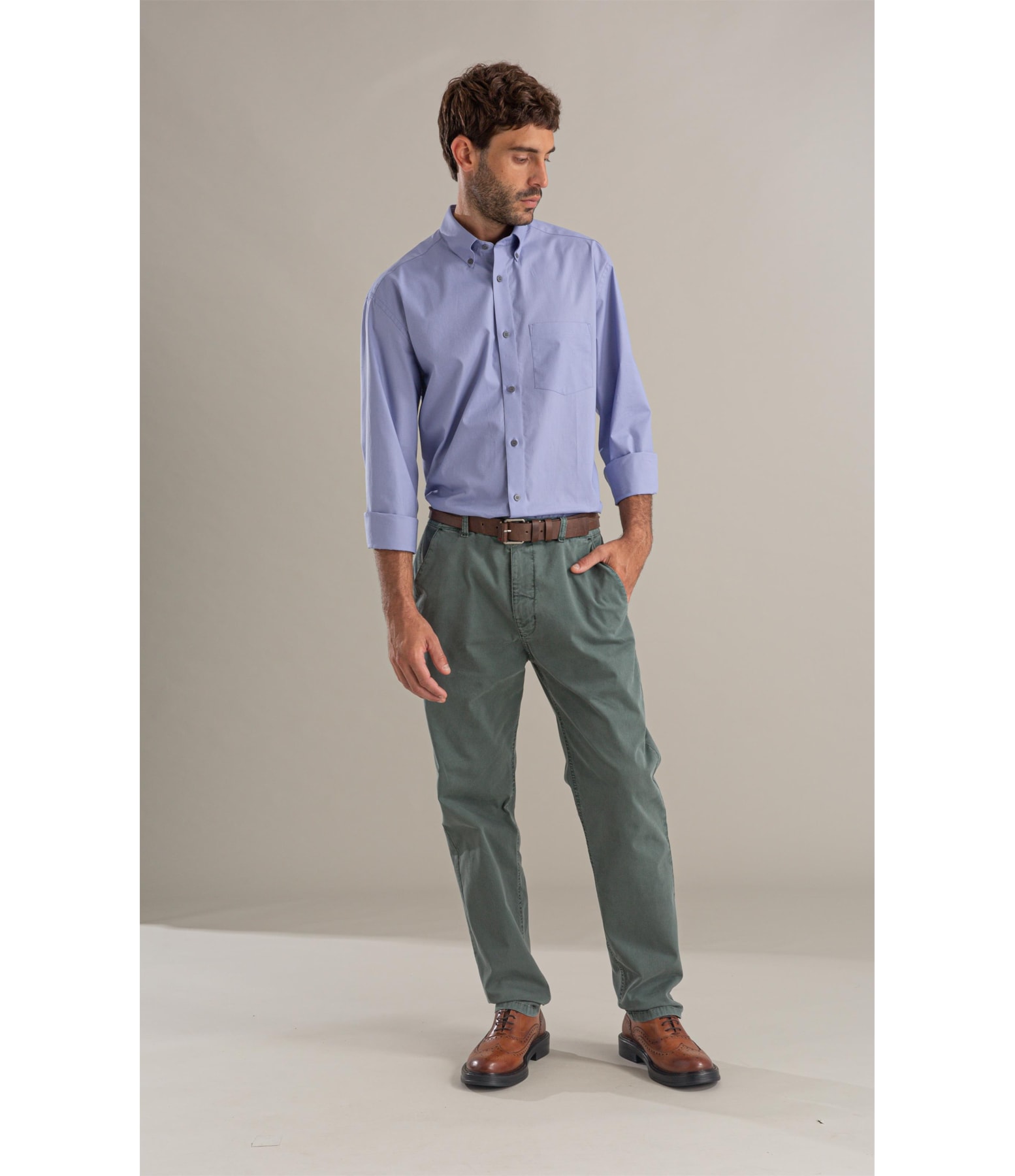Calça Chino Rain Trapezio Verde Army