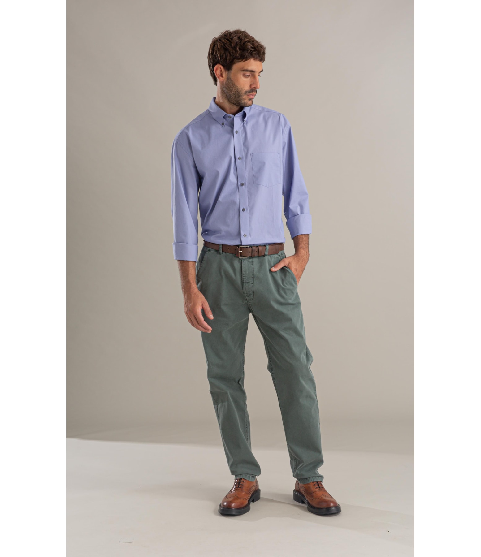 Calça Chino Rain Trapezio Verde Army