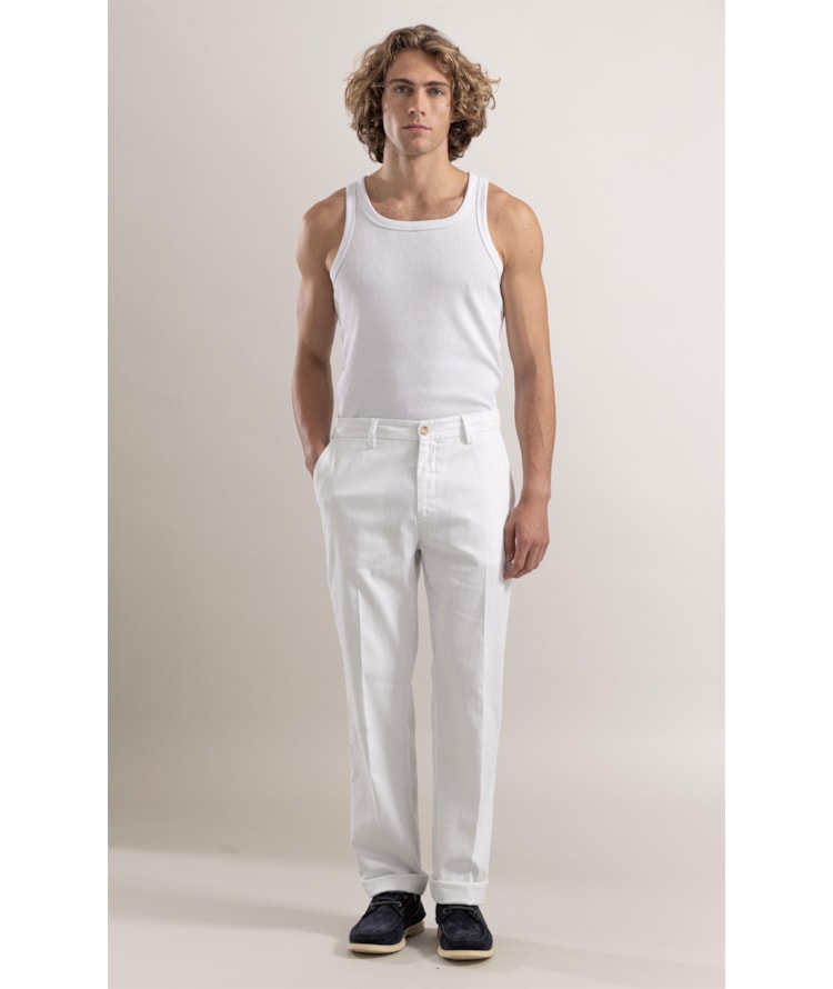 Calça Chino Tradicional Cotton Lyocel Branco