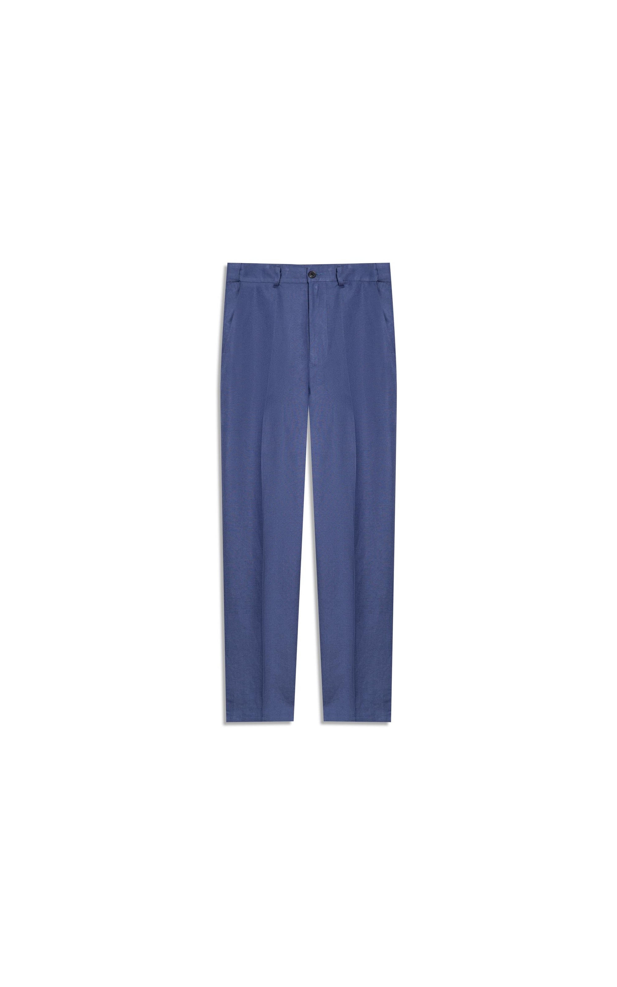 Calça Chino Trapezio Linho Blend Azul Pervante