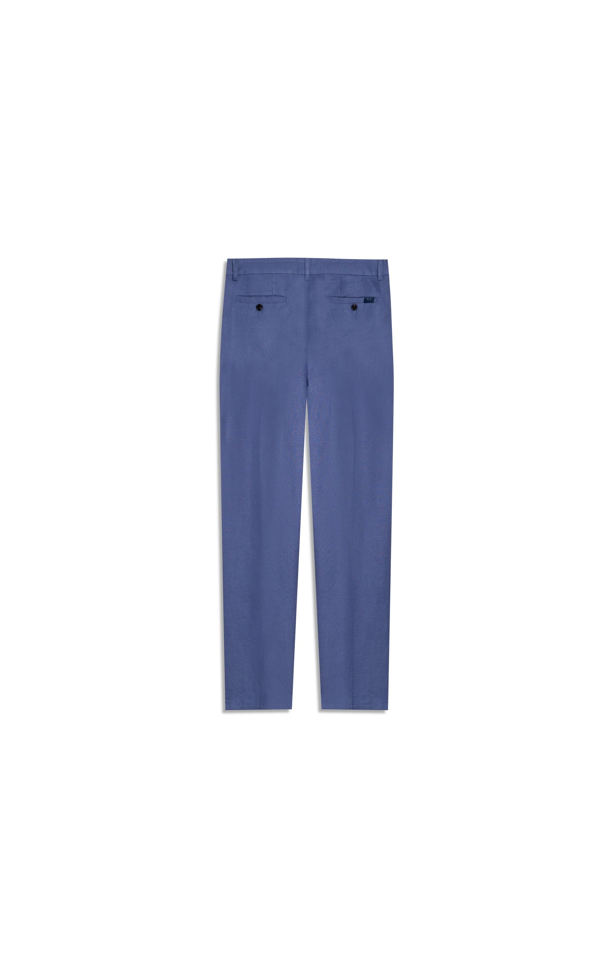 Calça Chino Trapezio Linho Blend Azul Pervante