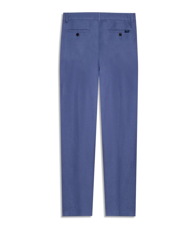 Calça Chino Trapezio Linho Blend Azul Pervante